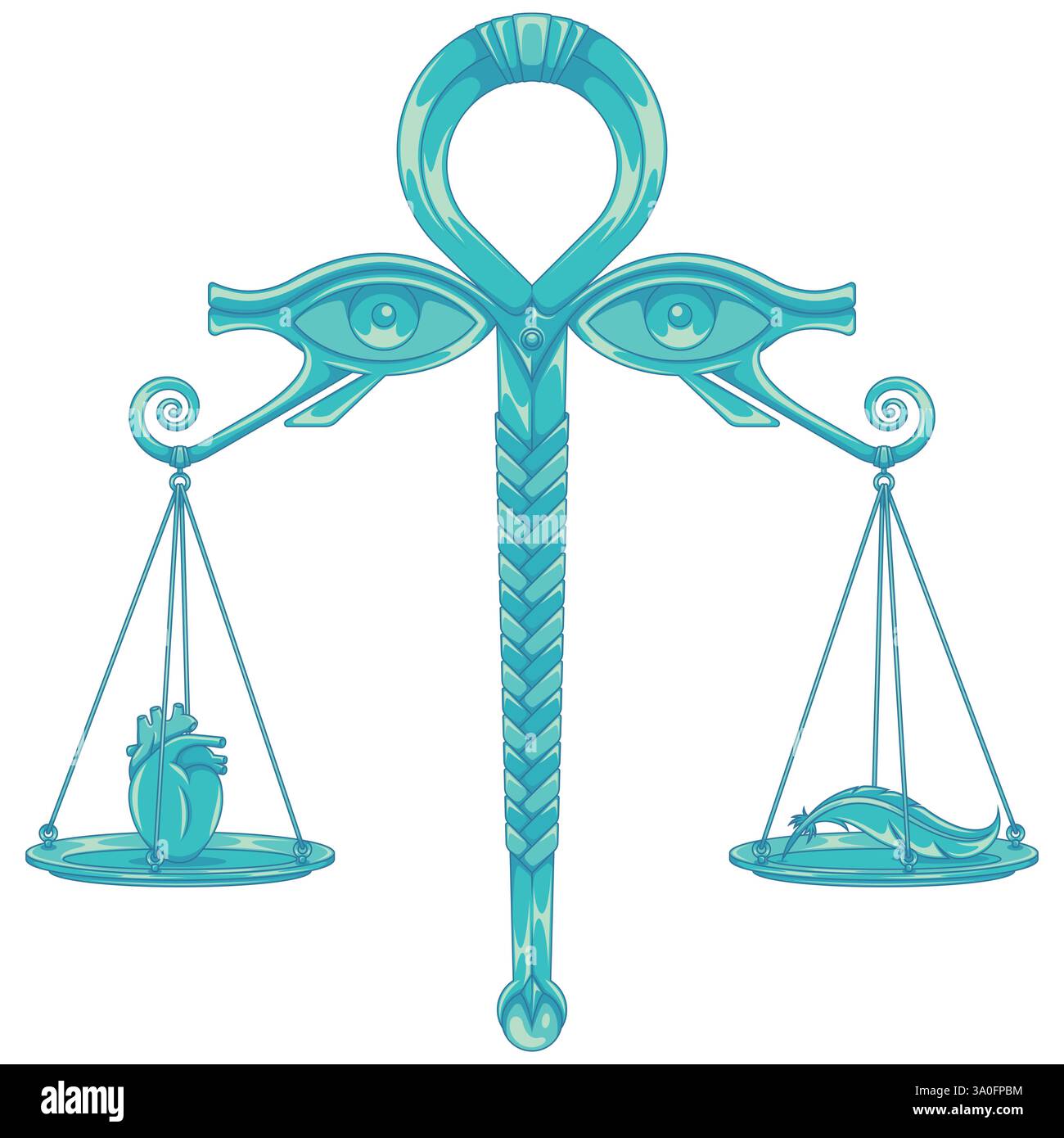 Anciennes échelles égyptiennes du jugement d'Osiris. Balances Anubis pesant un coeur, balances égyptiennes avec des yeux d'Horus Illustration de Vecteur