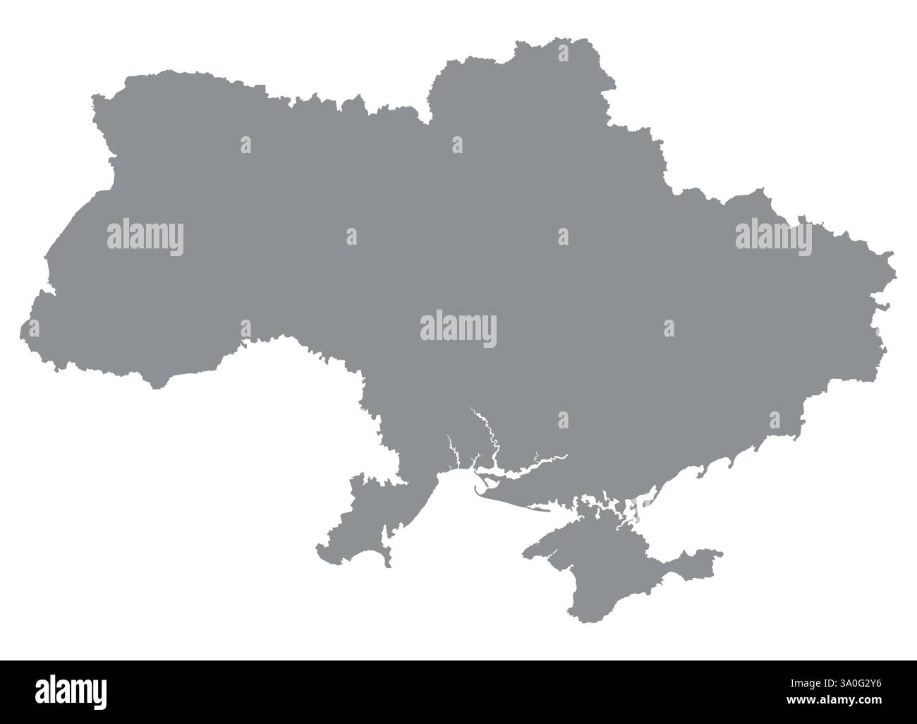 Plan de carte de l'Ukraine mettant en évidence les voies navigables dans un dessin gris simplifié sans étiquettes ou détails Illustration de Vecteur