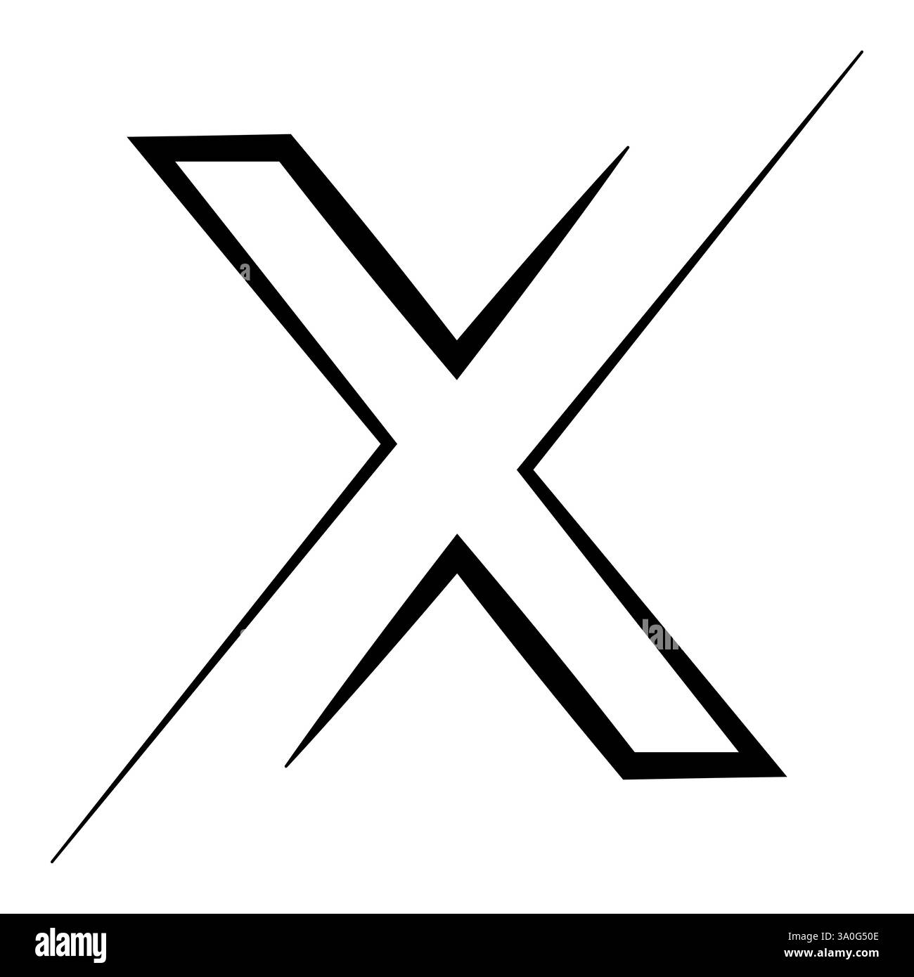 Symbole X noir abstrait avec arêtes vives et lignes en gras Illustration de Vecteur