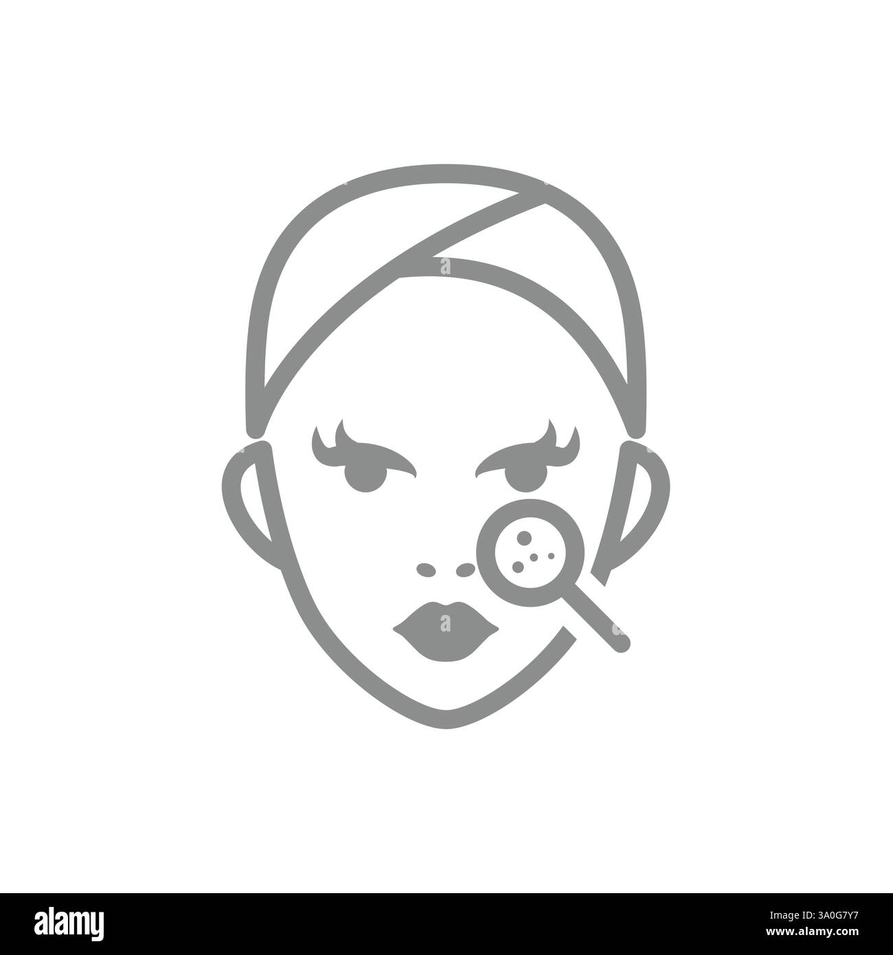 Traitement de bouton d'acné avec icône de visage féminin. Boutons, bosses et vecteur de soins de la peau. Illustration de Vecteur