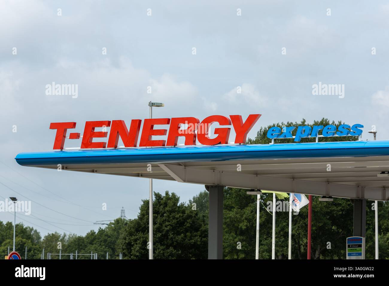 Pôle énergétique T- Energy Express à Nieuwgein. Tamiol en est le propriétaire. Banque D'Images