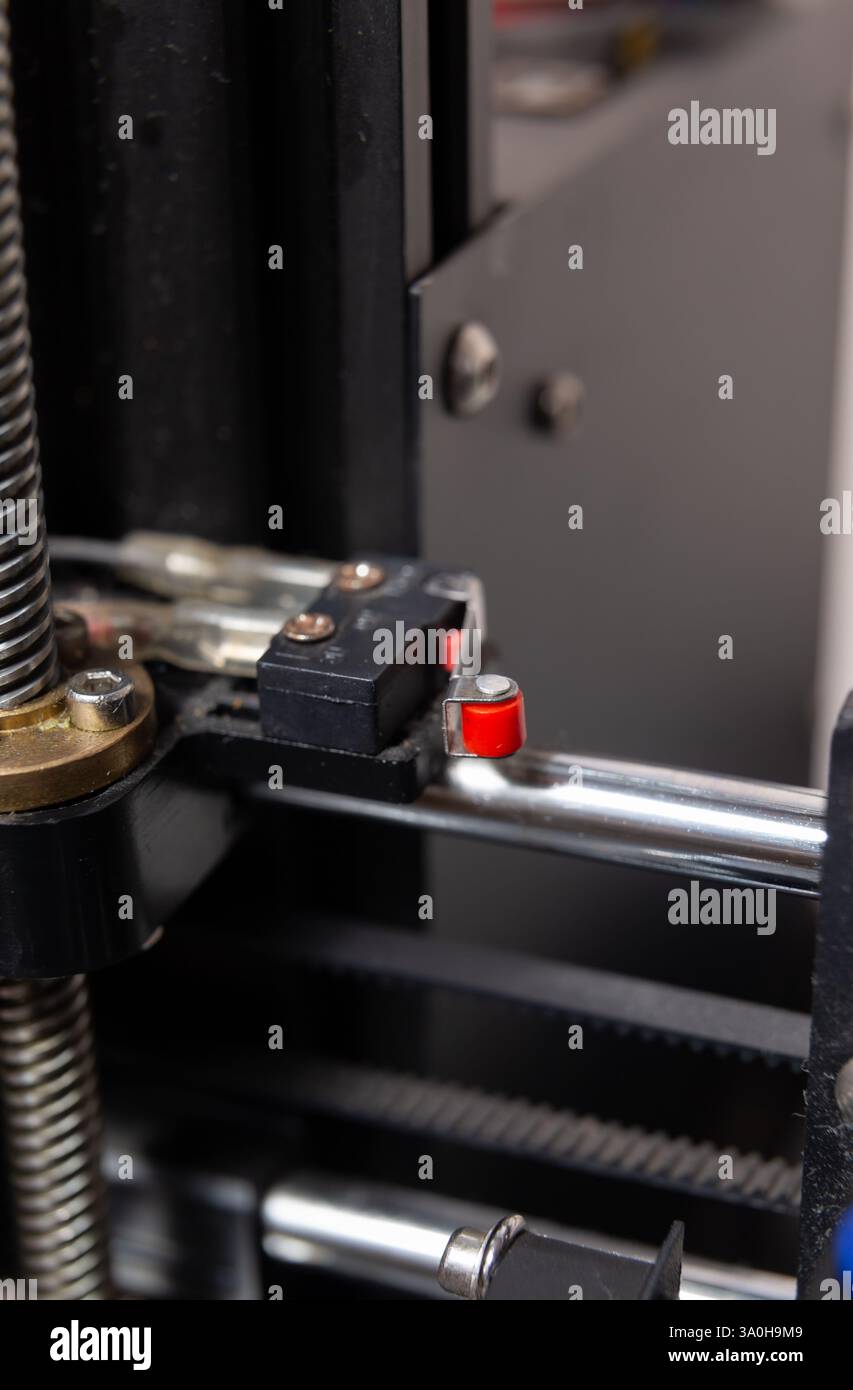 commutateur de limite de fin de course de l'imprimante 3d. pièces de l'imprimante 3d. Banque D'Images