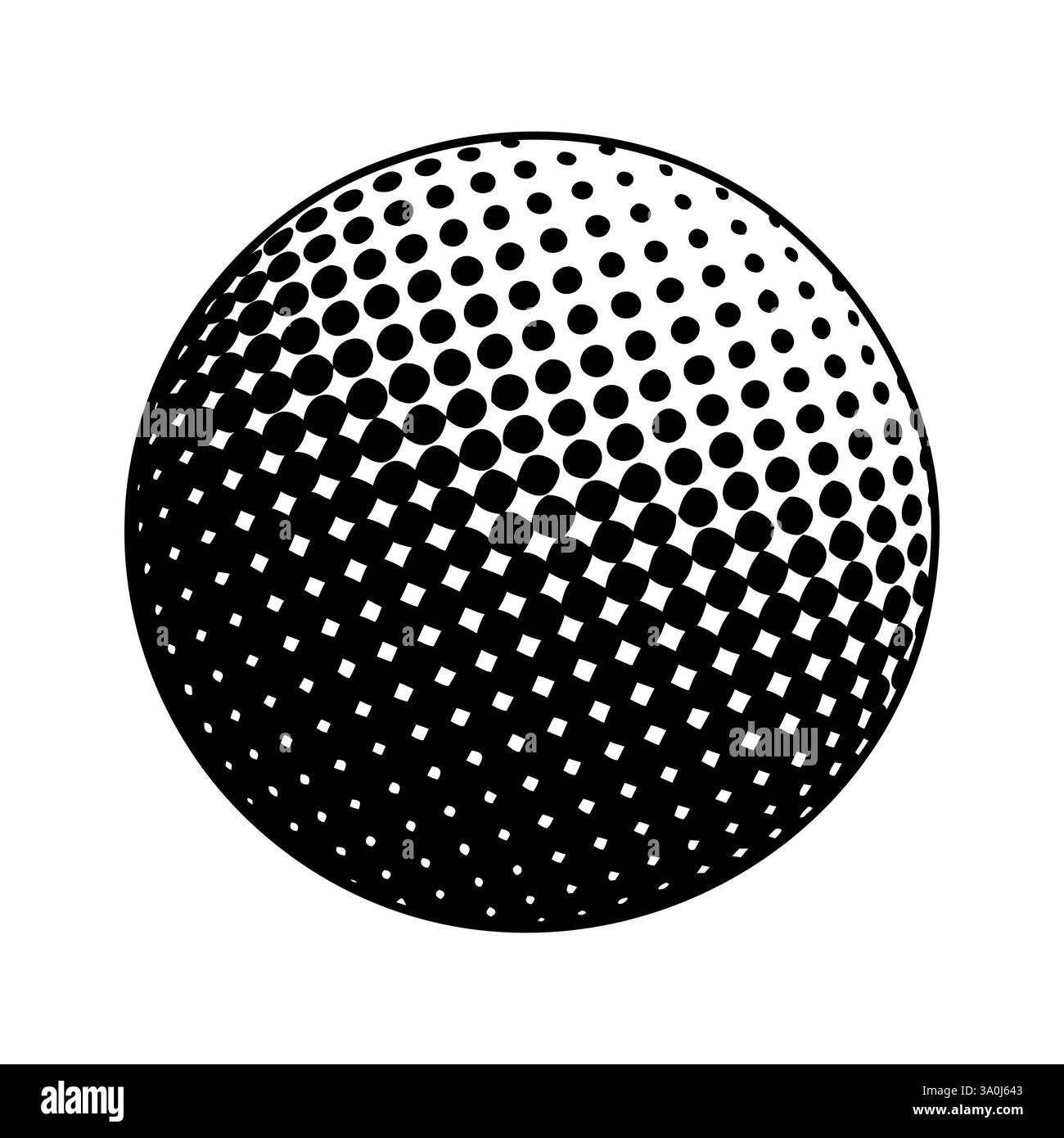 Sphère pointillée noire et blanche. Sphère en pointillés demi-teinte isolée sur fond blanc. Illustration vectorielle Illustration de Vecteur