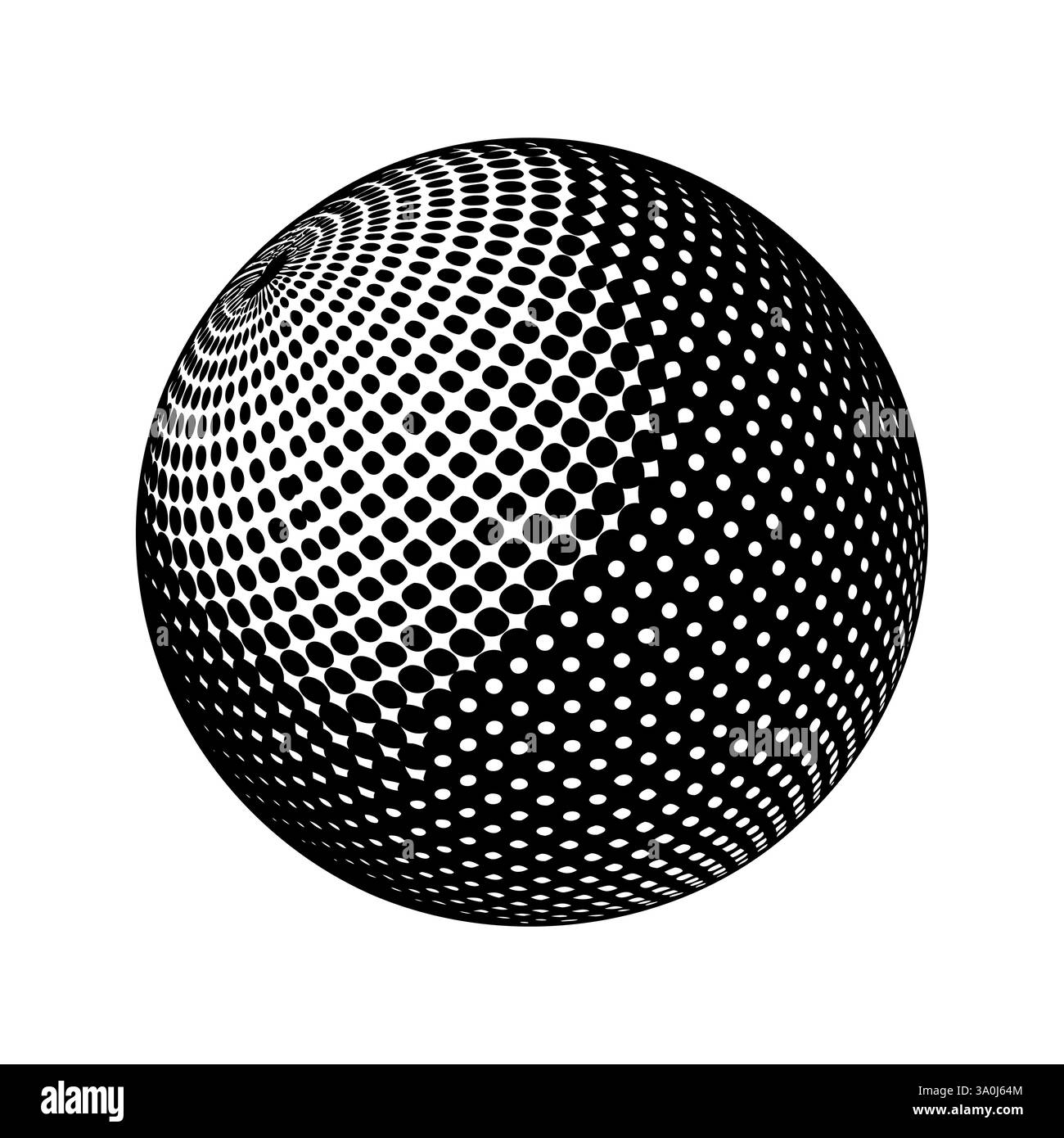 Sphère pointillée noire et blanche. Sphère en pointillés demi-teinte isolée sur fond blanc. Illustration vectorielle Illustration de Vecteur