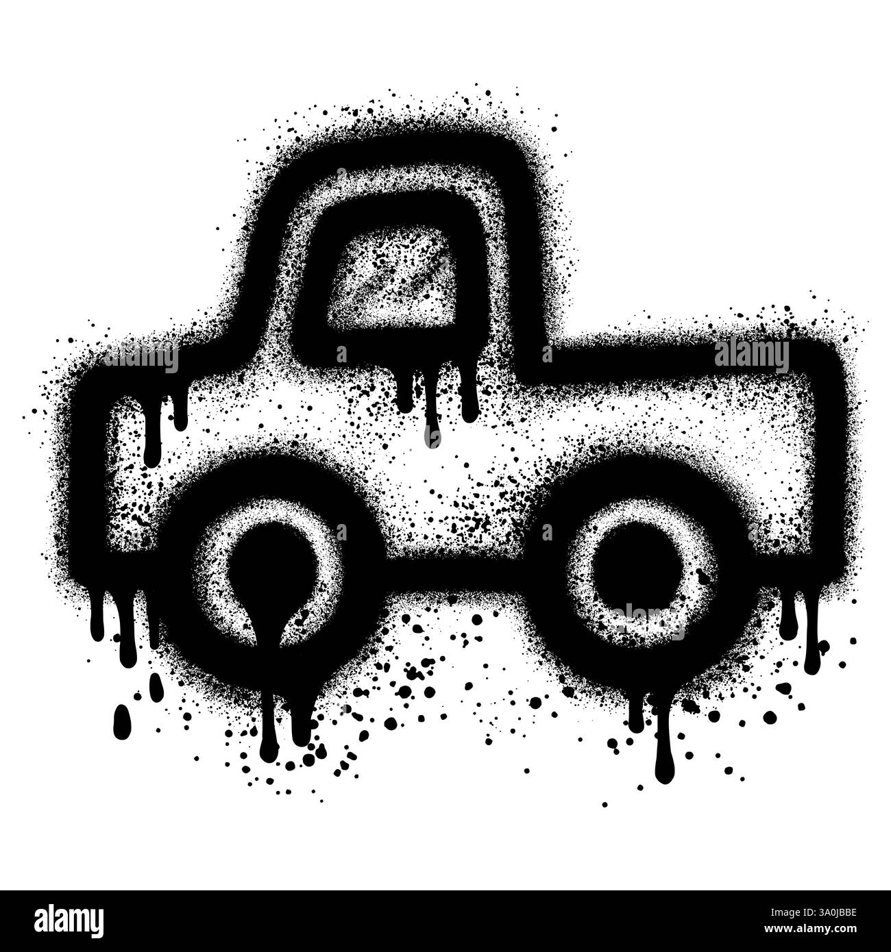 Graffiti rétro pour camionnette avec peinture noire en aérosol. Illustration de Vecteur