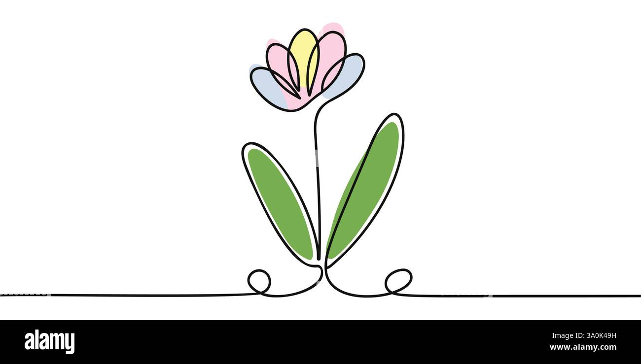 Fleur dessin continu d'une ligne. Illustration de Vecteur