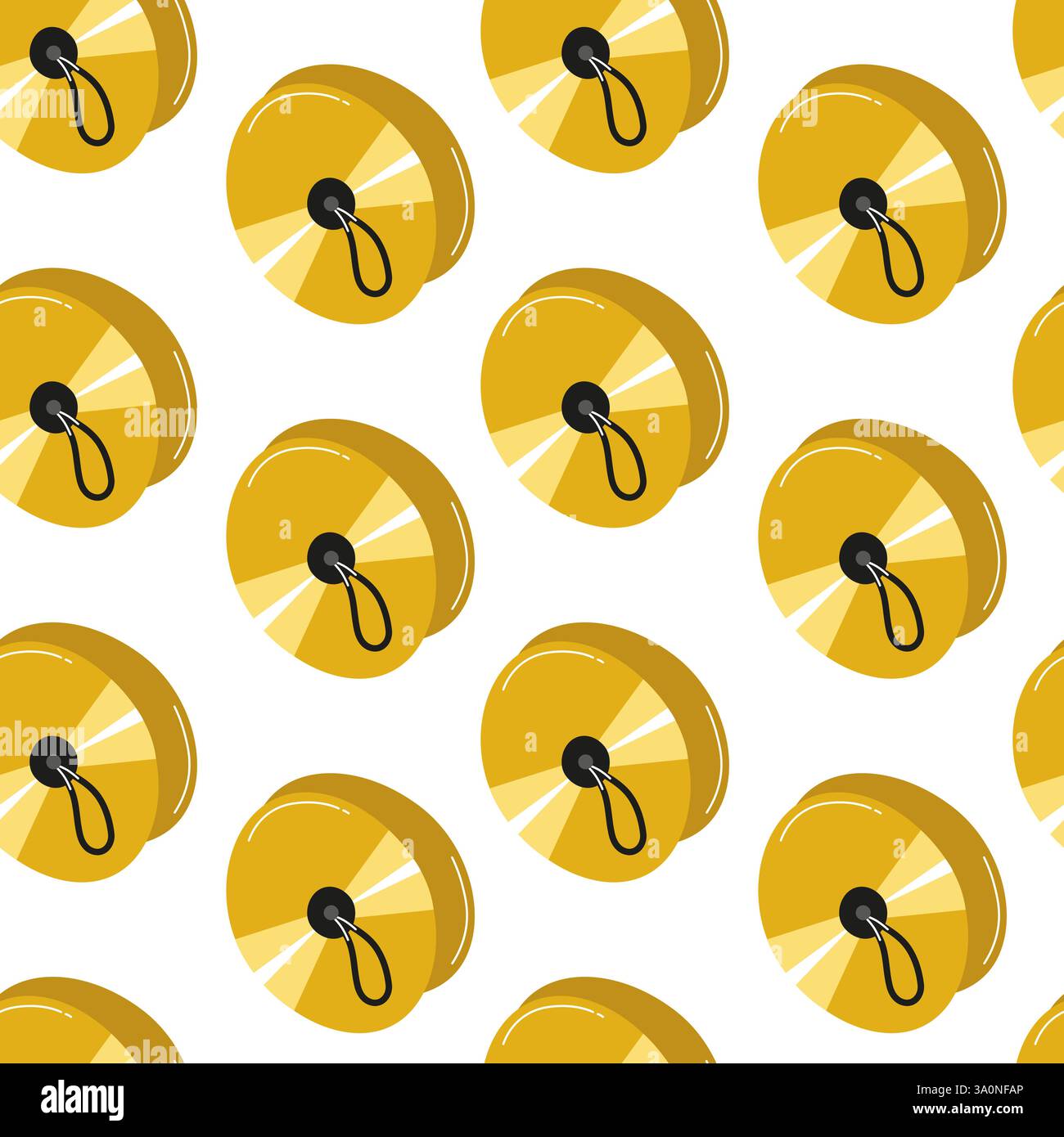 Yo-yos jaune vif disposés dans un motif ludique sur un fond blanc Illustration de Vecteur