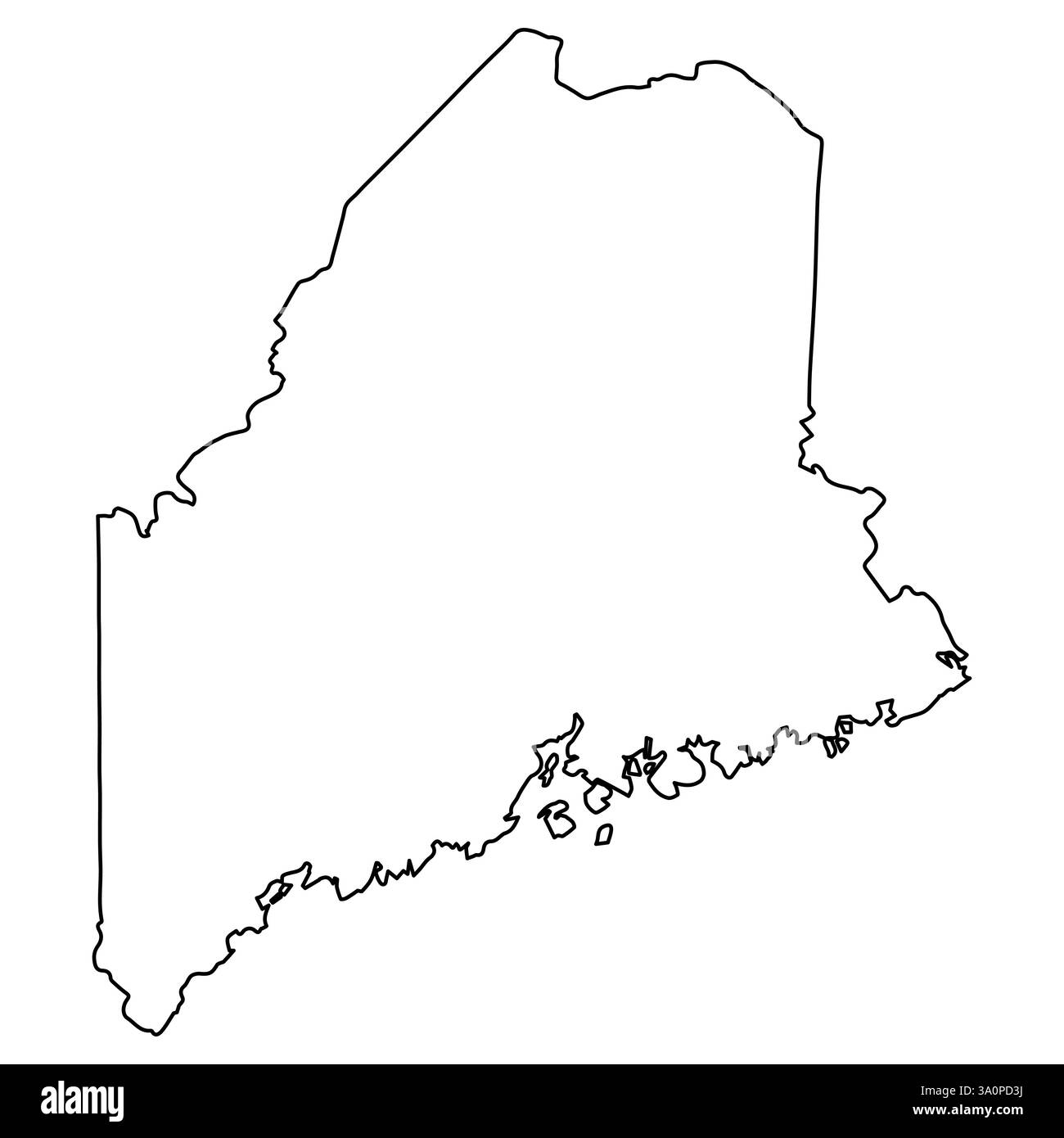 Contour élégant du Maine, carte d'État minimaliste en silhouette noire Illustration de Vecteur