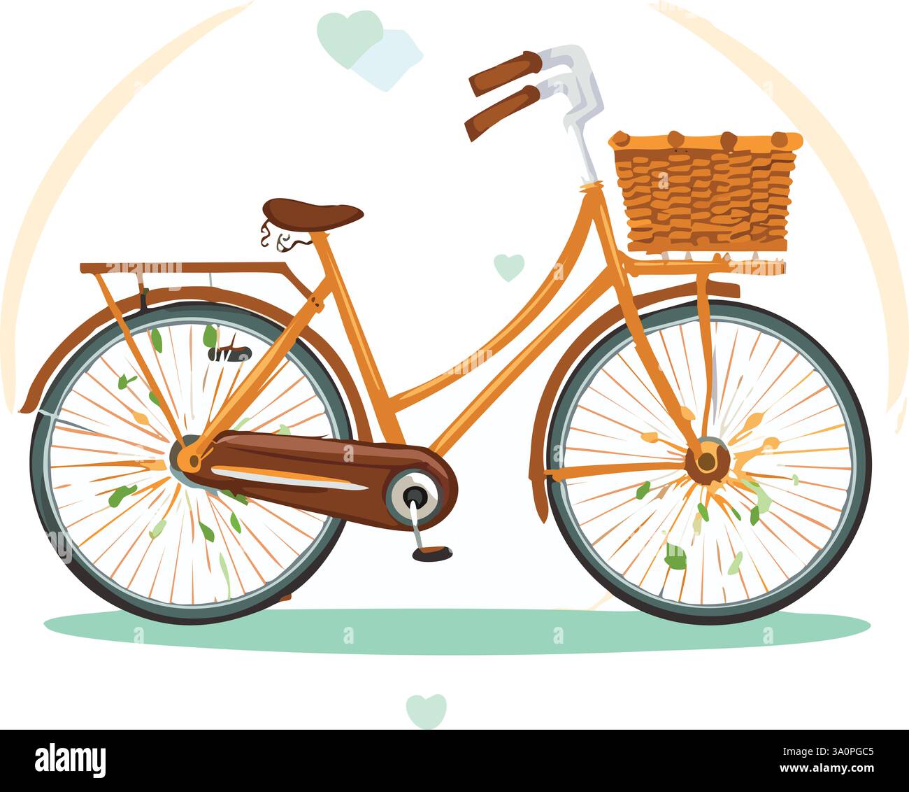 Vélo vintage avec panier isolé sur fond blanc Banque D'Images