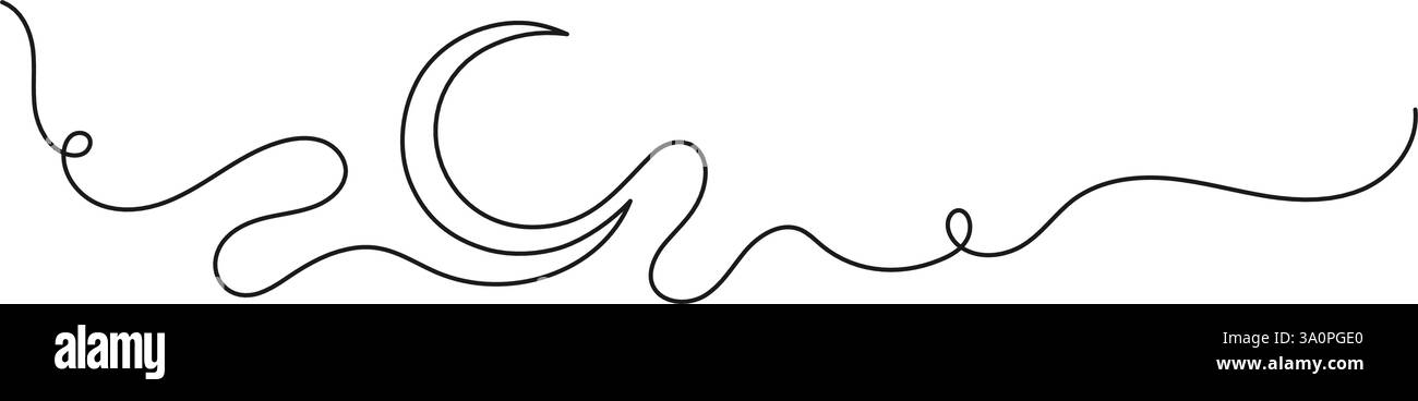 Symbole de ligne de lune. Ramadan Kareem. Signe de sommeil avec croissant. Esquisse linéaire minimale isolée sur fond blanc. Contour modifiable. Contour de gribouillage Illustration de Vecteur
