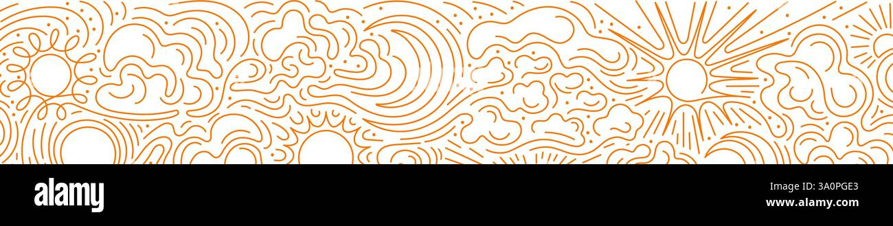 Soleil, lune, nuage en toile de fond. Temps nuageux, vent, ciel dans un style minimaliste. Prévisions météorologiques. Une ligne fine continue. Energie propre, écologie. Vecteur golde Illustration de Vecteur