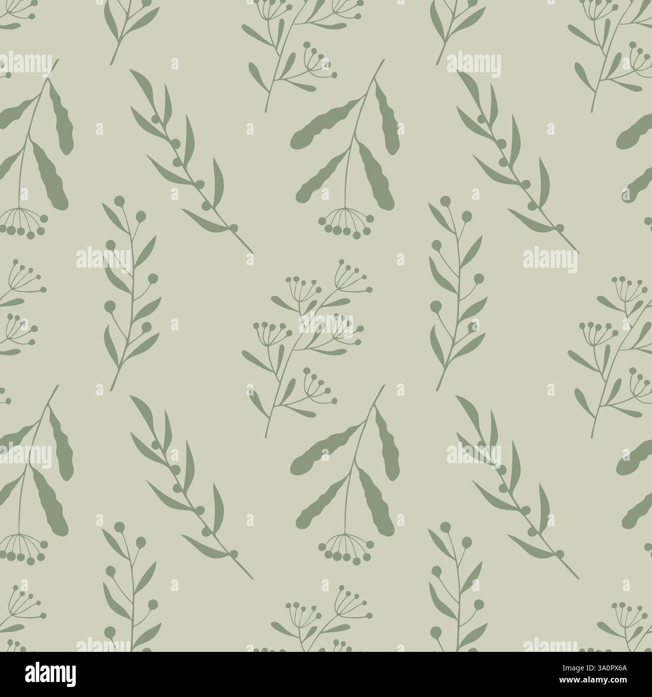 Motif botanique à base de plantes avec des brindilles vertes sur fond pastel doux. Textile. Illustration vectorielle Illustration de Vecteur