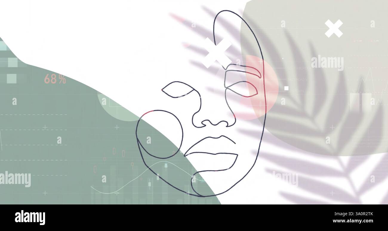 Image de dessin de visage et de motif sur fond blanc Banque D'Images