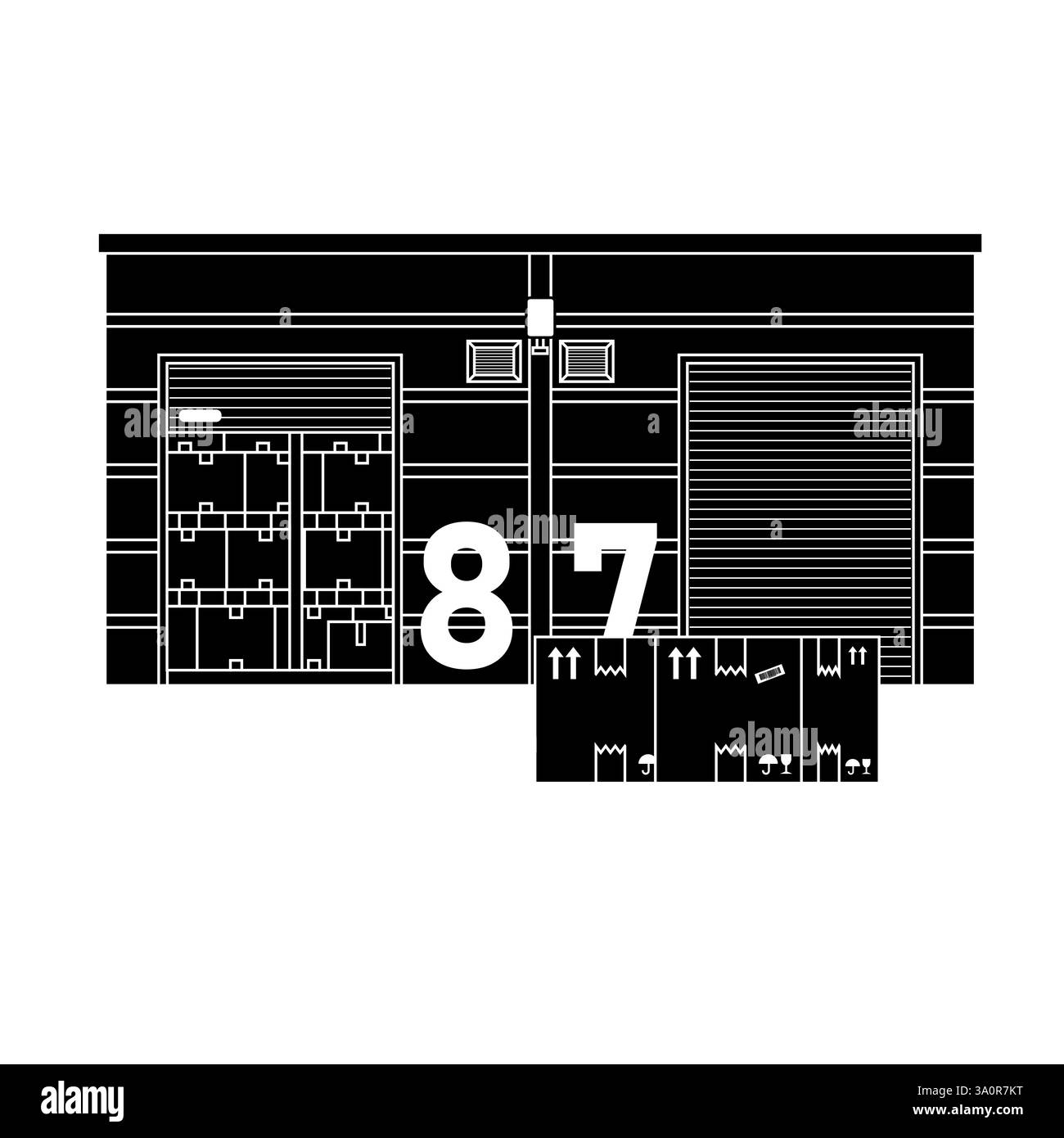 Stockez ou récupérez des marchandises de l'entrepôt. illustration de concept de commerce électronique. Illustration de Vecteur