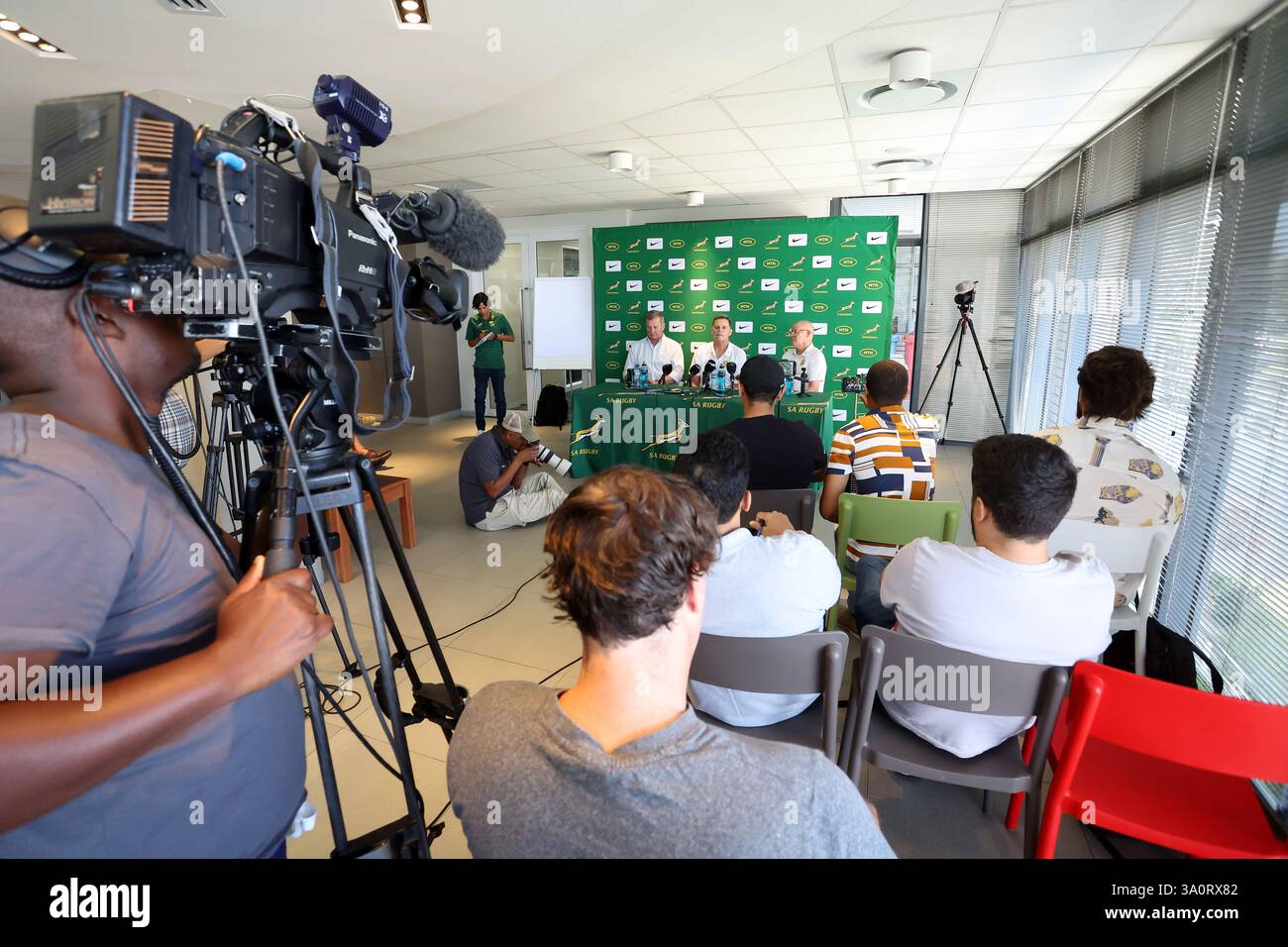 CAPE TOWN, AFRIQUE DU SUD - 05 MARS 2025 : vue d'ensemble lors de la conférence de presse de la direction de l'équipe de rugby en Afrique du Sud qui s'est tenue à SARU House au Cap, Afrique du Sud, le 05 mars 2025. Photo de Shaun Roy/Alamy Live News Banque D'Images