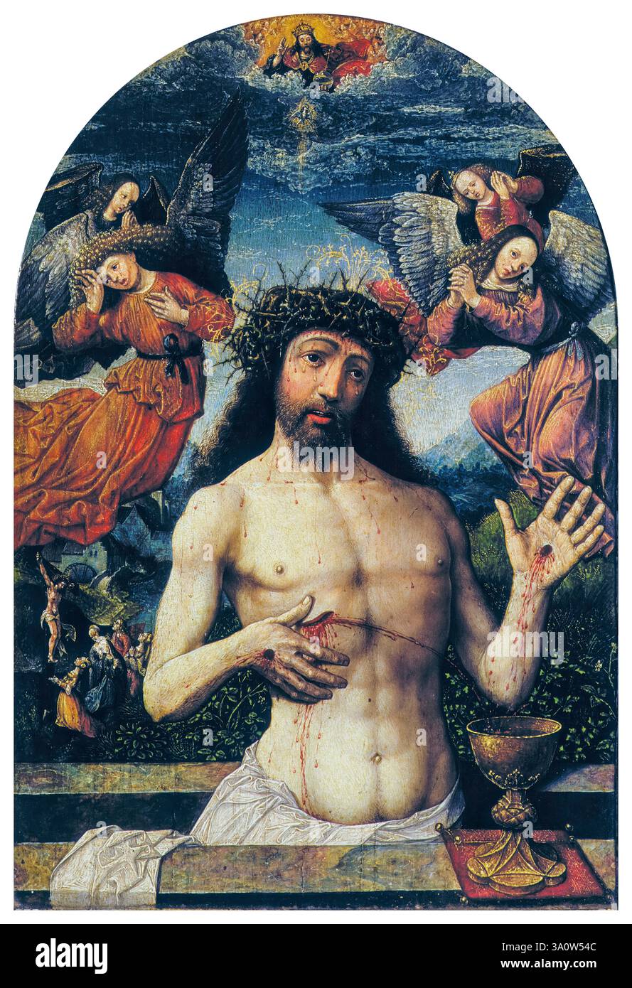 Homme des douleurs, peinture à l'huile sur panneau par Jacob Cornelisz van Oostsanen, 1510 Banque D'Images