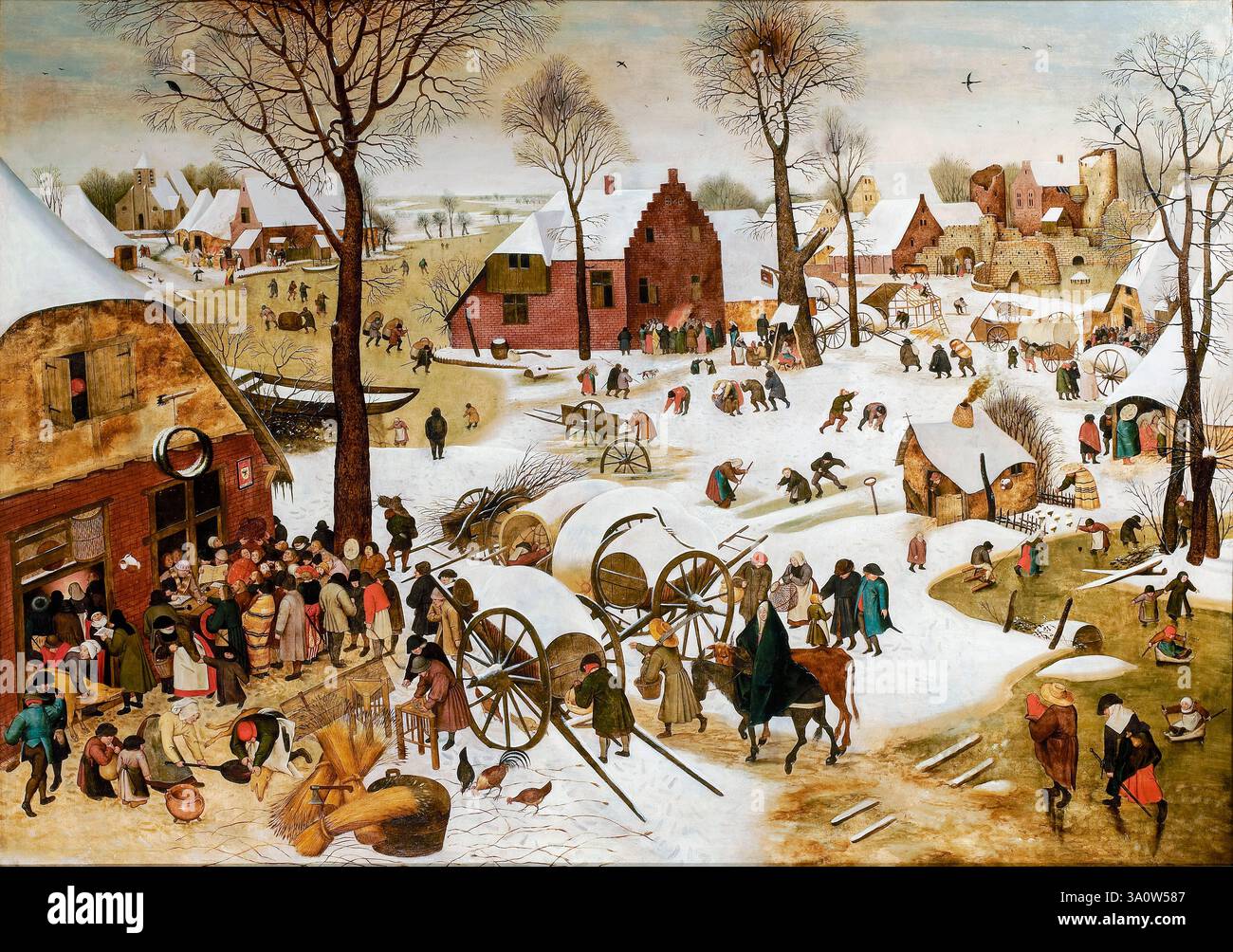 Le recensement de Bethléem, peinture à l'huile sur panneau par Pieter Brueghel le jeune, 1600-1619 Banque D'Images
