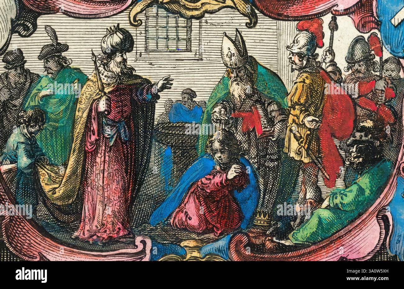 Æthelwealh (mort en 680-685), roi anglo-saxon des Saxons du Sud avant 674-680/685, portrait illustré par Willem Janszoon Blaeu, vers 1640 Banque D'Images