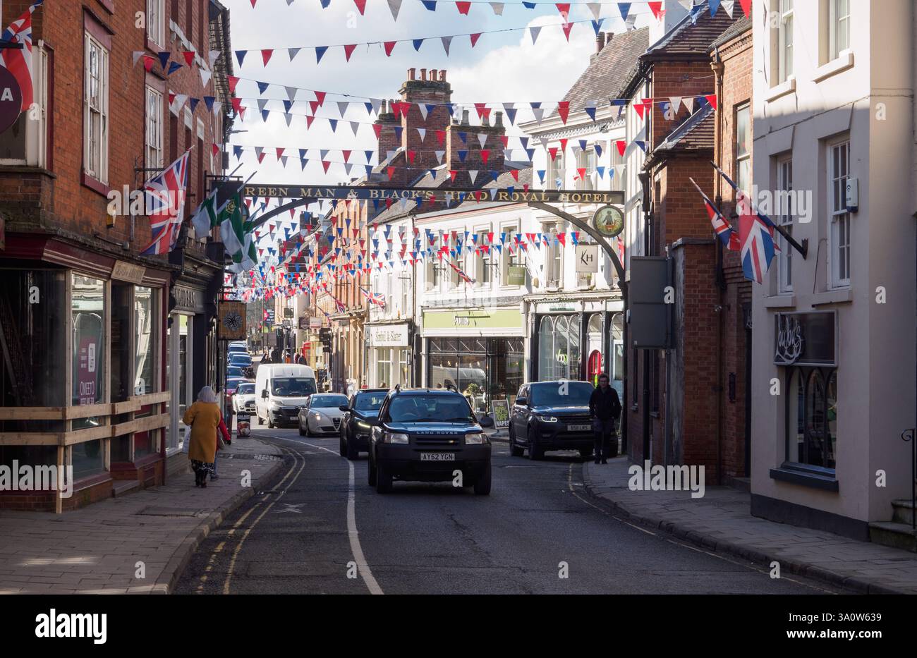 St John Street, Ashbourne, Shrovetide préparatifs de football Banque D'Images