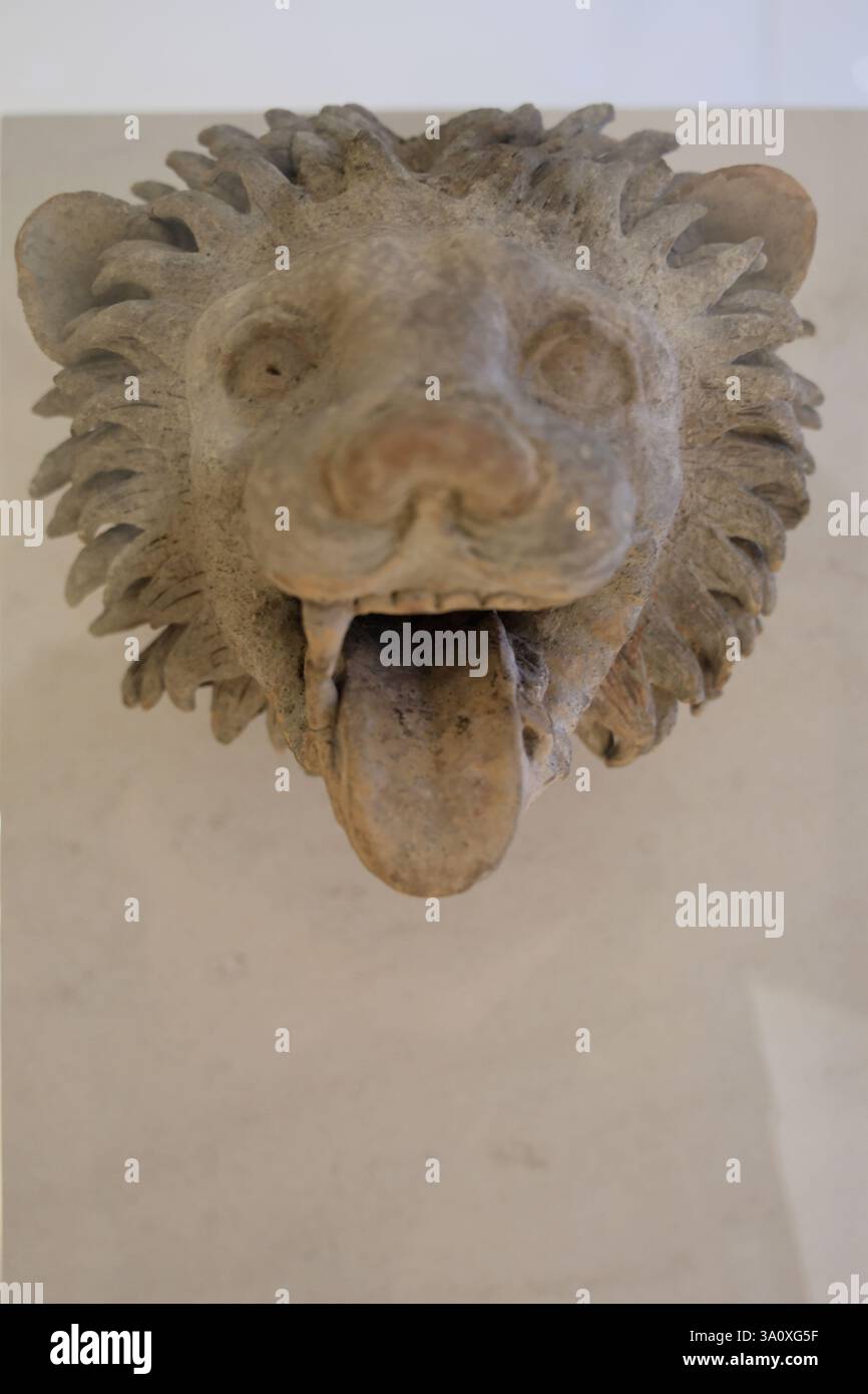 Gargouille dans la tête d'un lion de 450-400 av. J.-C. Athènes exposition dans la galerie Greek World au petit Palais Museum.Paris.France Banque D'Images