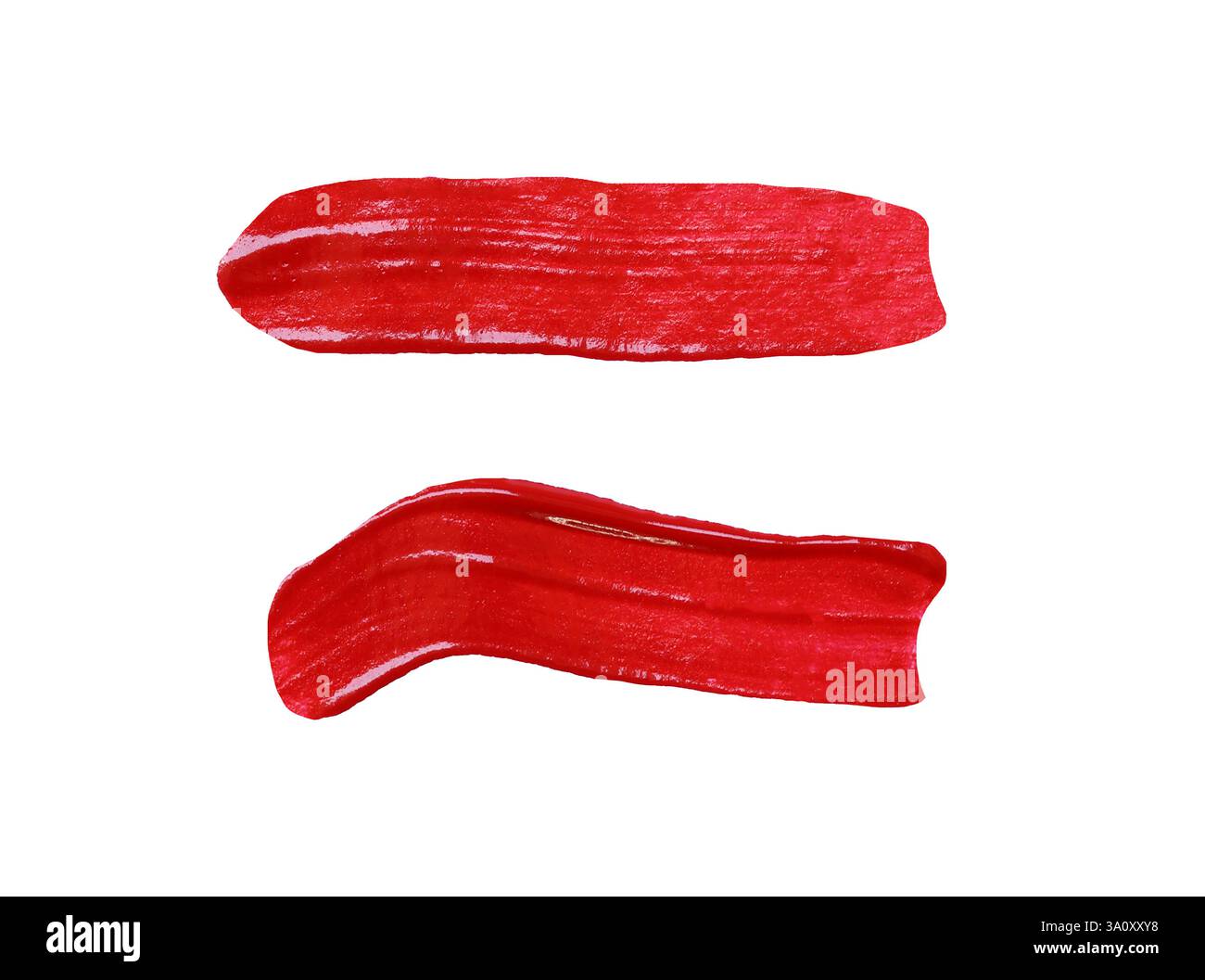 Les traits de peinture rouge vif mettent en valeur la créativité artistique avec isolé sur fond blanc et ont des chemins de détourage, parfaits pour le design moderne et l'abstra Banque D'Images
