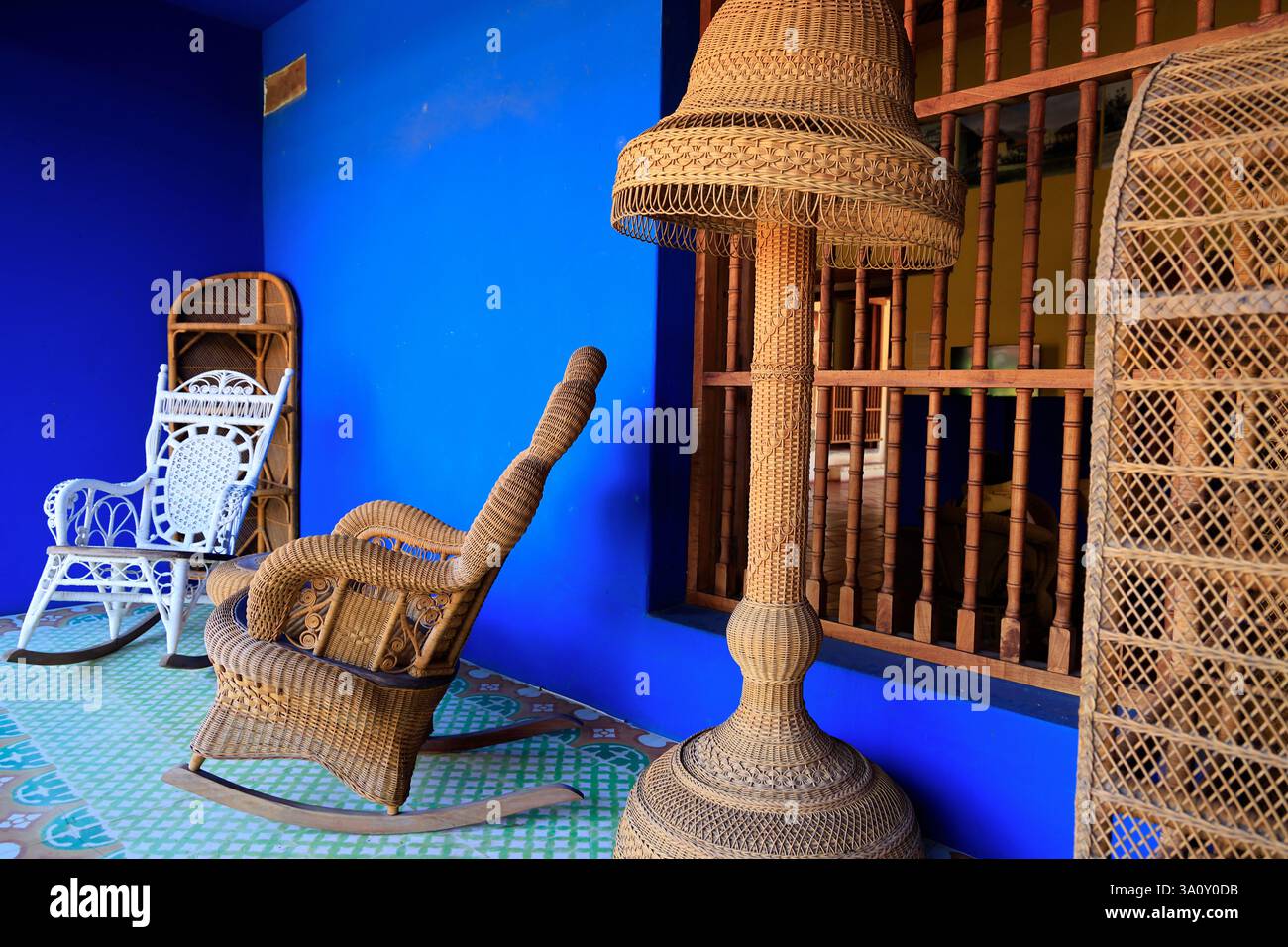 Meubles traditionnels en osier dans Centro Cultural Museos Convento San Francisco.Granada.Nicaragua Banque D'Images