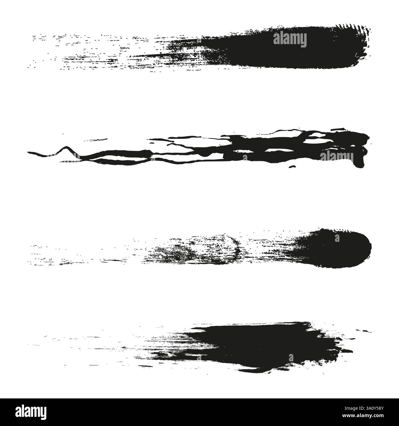Coups de pinceau grunge. Marques de peinture à l'encre. Texture noire abstraite. Lignes vectorielles en détresse. Illustration de Vecteur