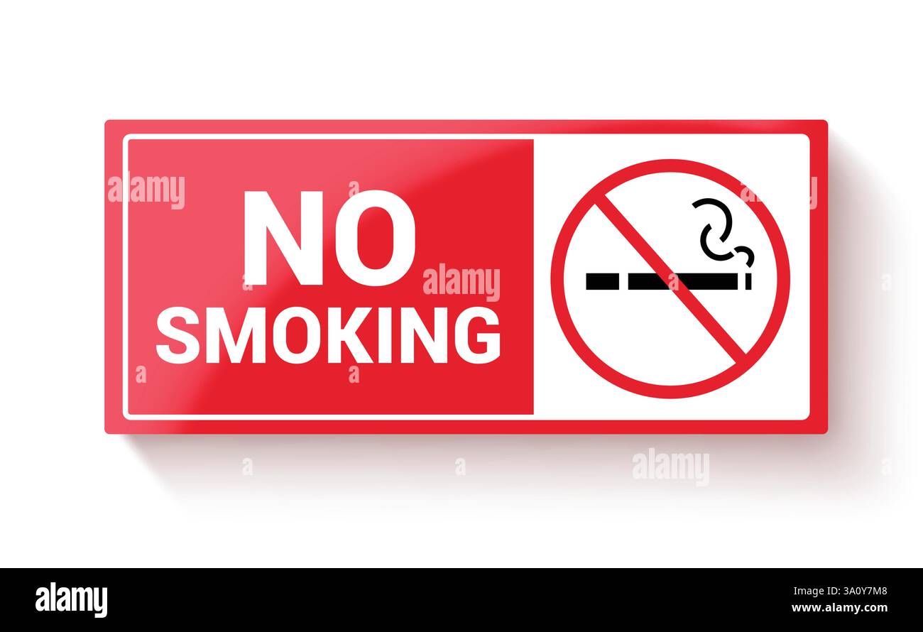 Clipart signe non fumeur. Interdiction de fumer dans le panneau rouge symbole d'avertissement clip art interdit, attention, danger et autocollant pictogramme interdit Illustration de Vecteur