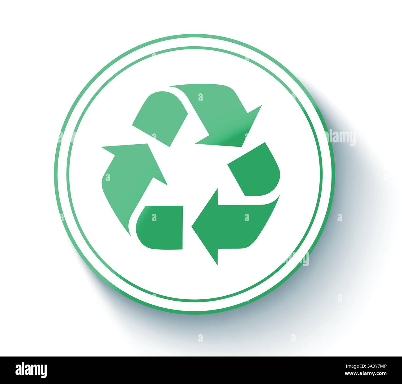 Recycler le clipart d'icône de signe écologique. Symbole de recyclage clip art dans la bordure verte double cercle avec flèche cycle logotype global conservation graphique Illustration de Vecteur