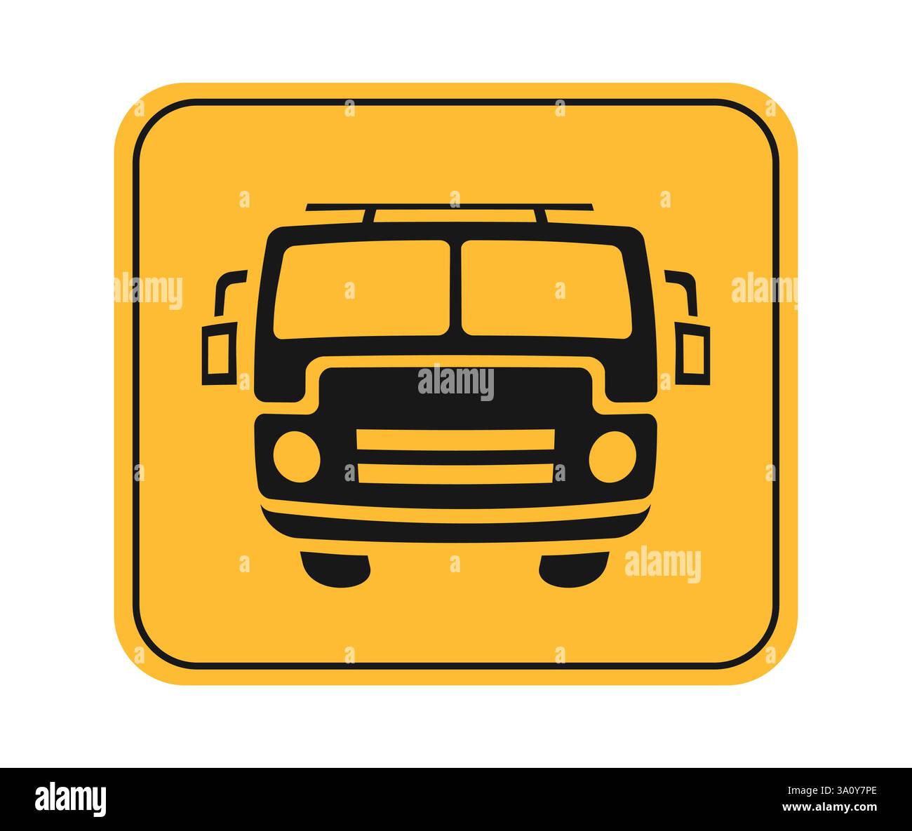 Clipart d'icône de panneau d'arrêt de bus. Symbole d'arrêt de bus dans le panneau jaune clip art avec bordure pour le voyage de station-service de véhicule public et la sécurité de voyage Illustration de Vecteur