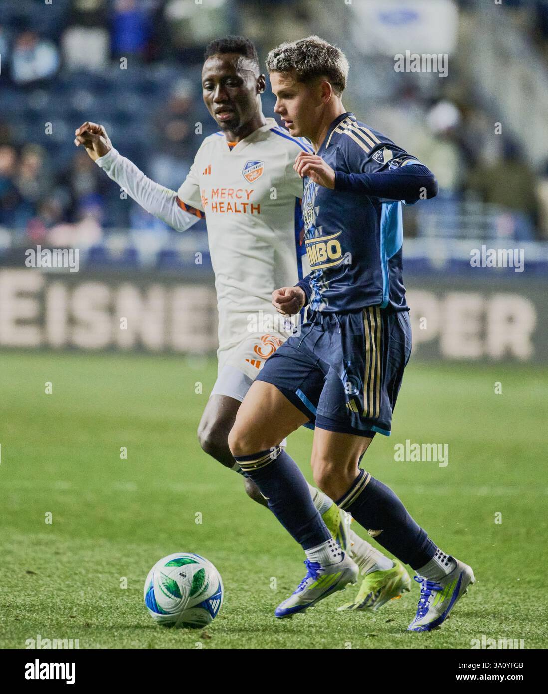 CHESTER, PA, USA - 1er MARS 2025 : match MLS entre Philadelphia Union et le FC Cincinnati. ***USAGE ÉDITORIAL SEULEMENT*** Banque D'Images