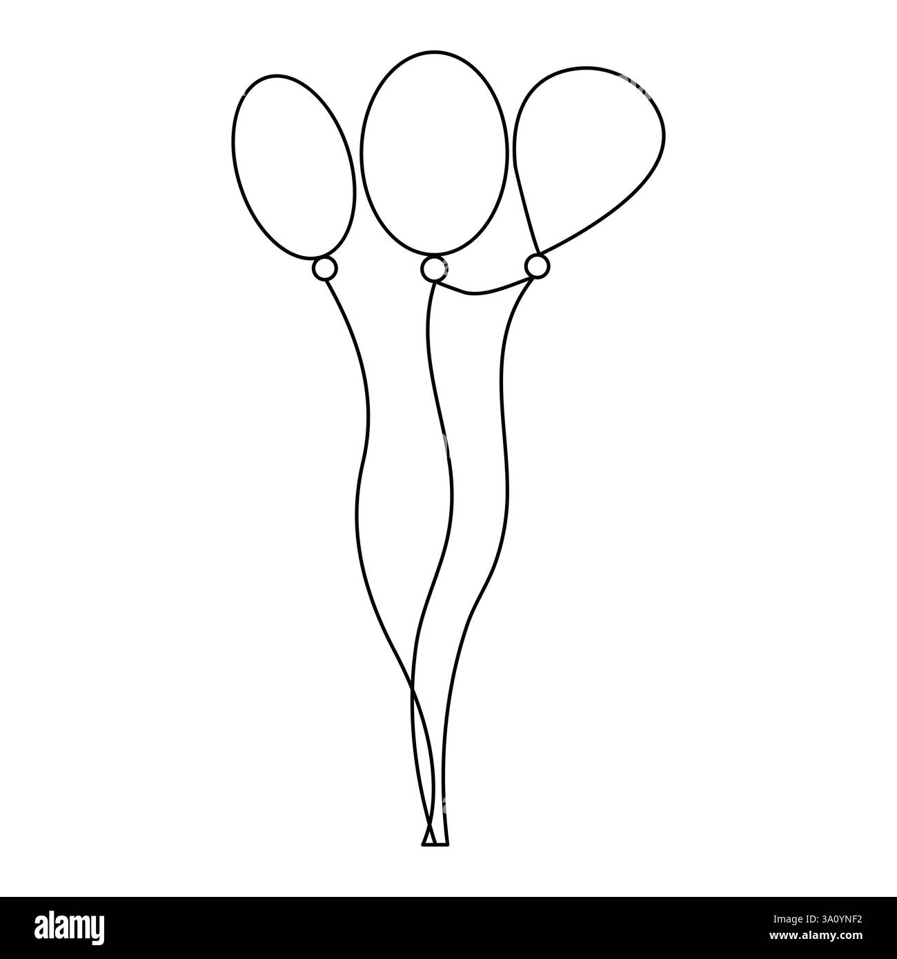 Ballon continu simple ligne de célébration d'art concept de décoration vectorielle de contour illustration artistique Illustration de Vecteur