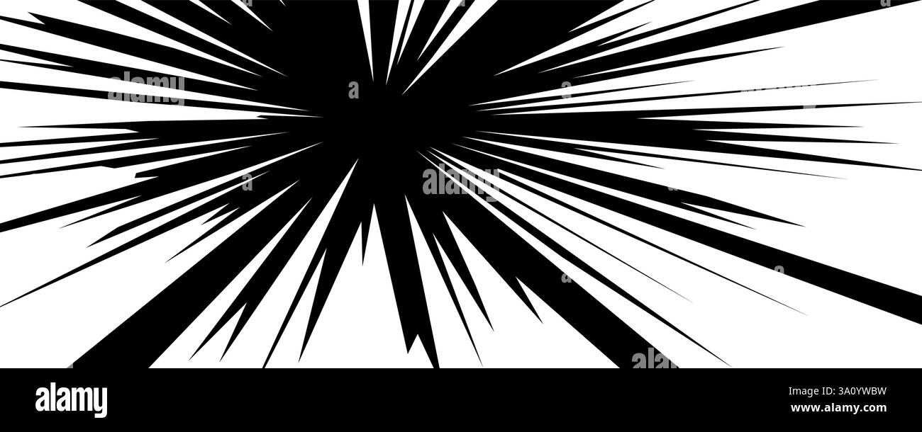 Motif éclaté noir et blanc saisissant avec des lignes nettes convergeant en un point central. Cette œuvre abstraite crée un sentiment de mouvement dynamique et ener Illustration de Vecteur