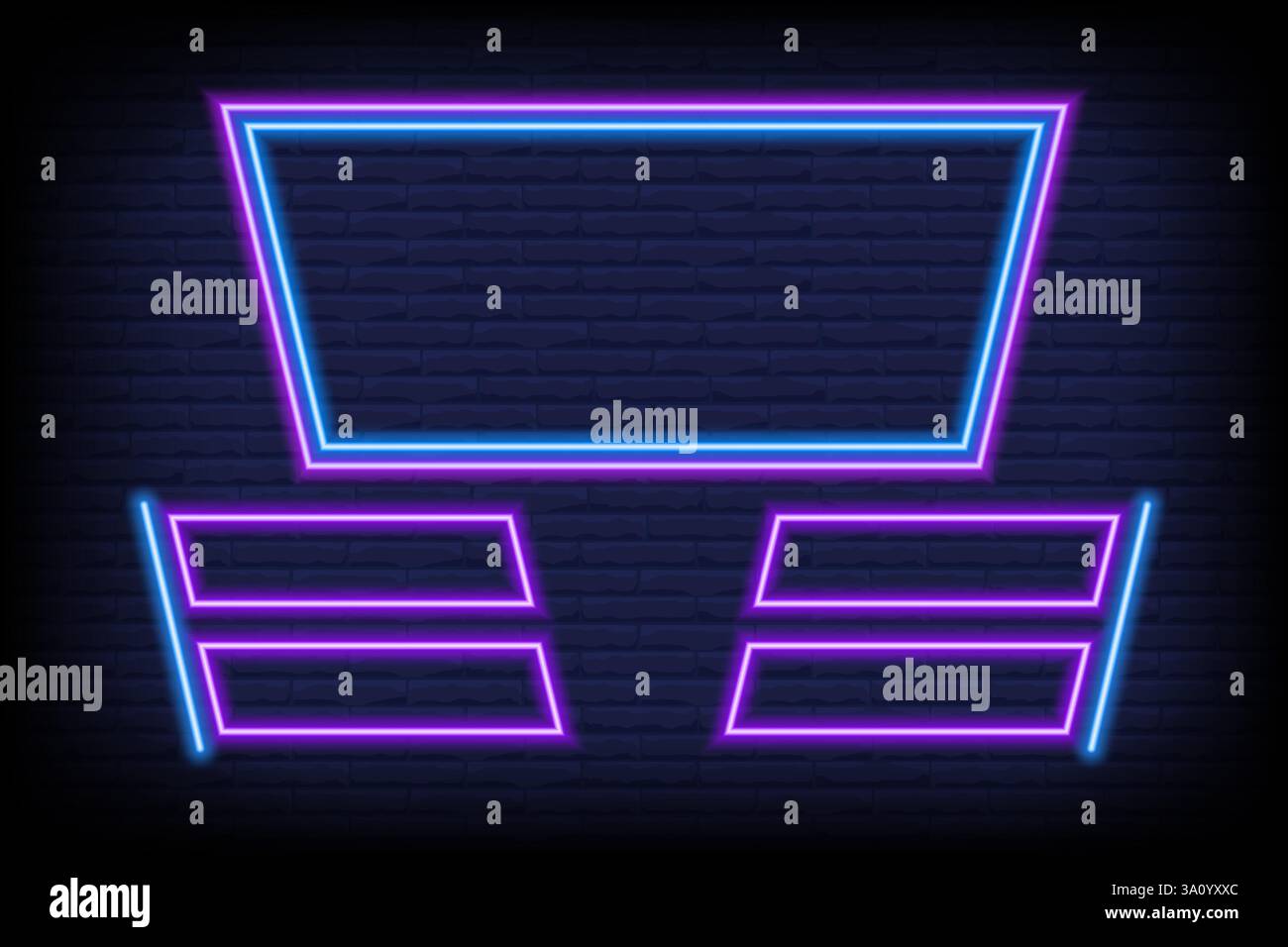 Modèle de néon de jeu de quiz pour l'exposition de trivia sur fond de mur de briques. Cadre pour la question et réponses multiples pour la concurrence intellectuelle. Bannière vectorielle Illustration de Vecteur