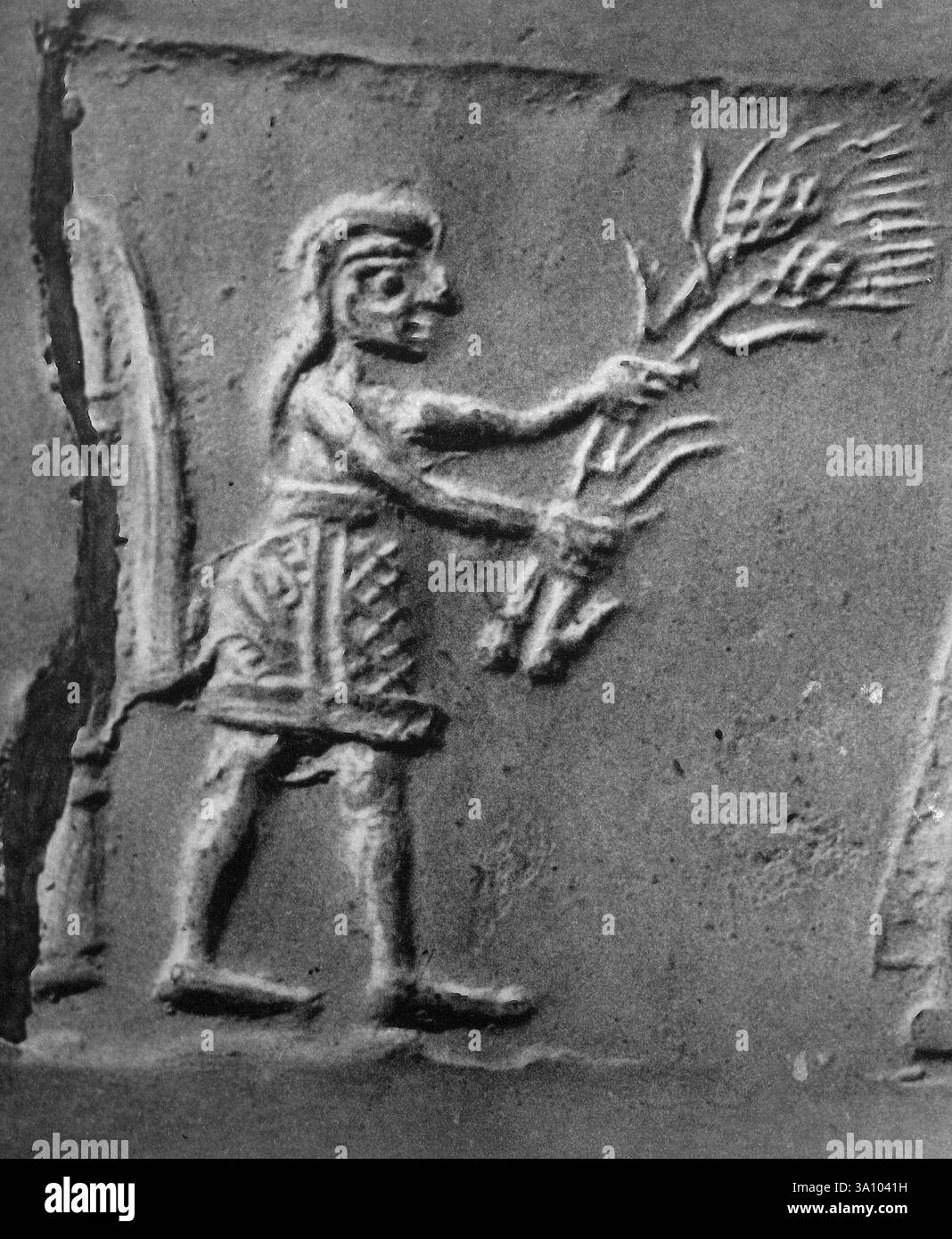 Ancien bas-relief sumérien, années 1950 Banque D'Images