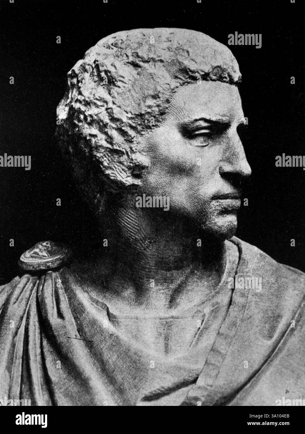 Politicien romain Marcus Junius Brutus, ancienne statue à tête de marbre, années 80 av. J.-C. Banque D'Images