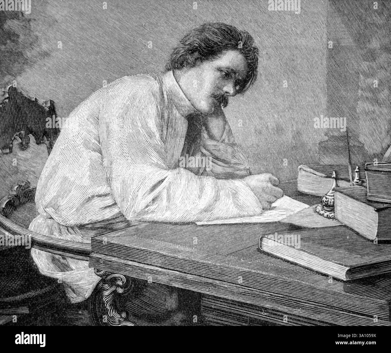 Écrivain russe Maxim Gorky, illustration des années 1900 Banque D'Images