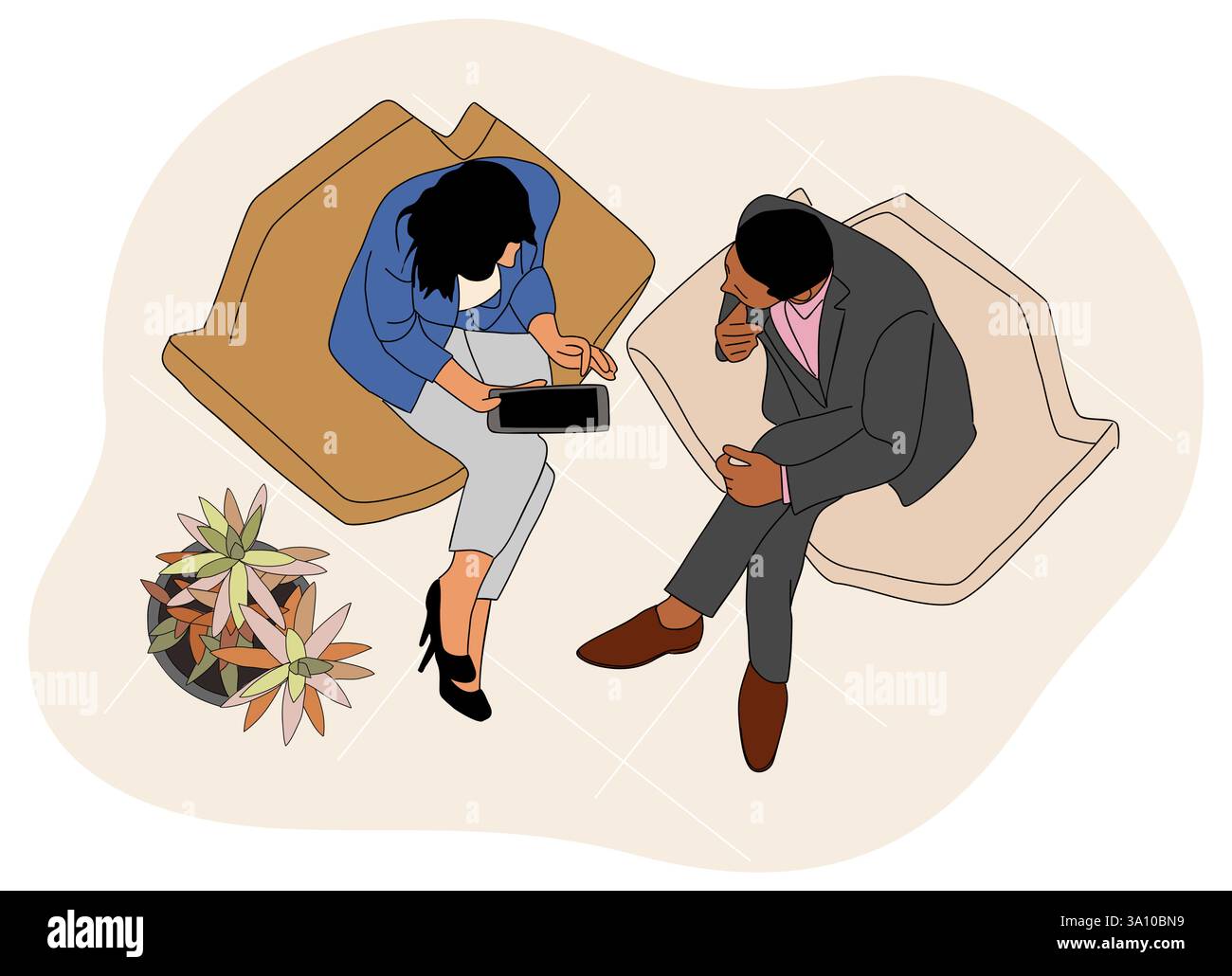 Les gens d'affaires sont assis sur un canapé Illustration de Vecteur