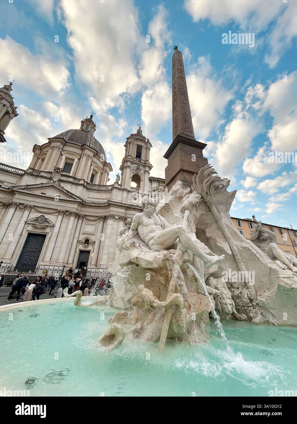 L'Italie, Lazio, Rome, Piazza Navona, la Fontaine des Quatre Fleuves par Gianlorenzo Bernini Banque D'Images