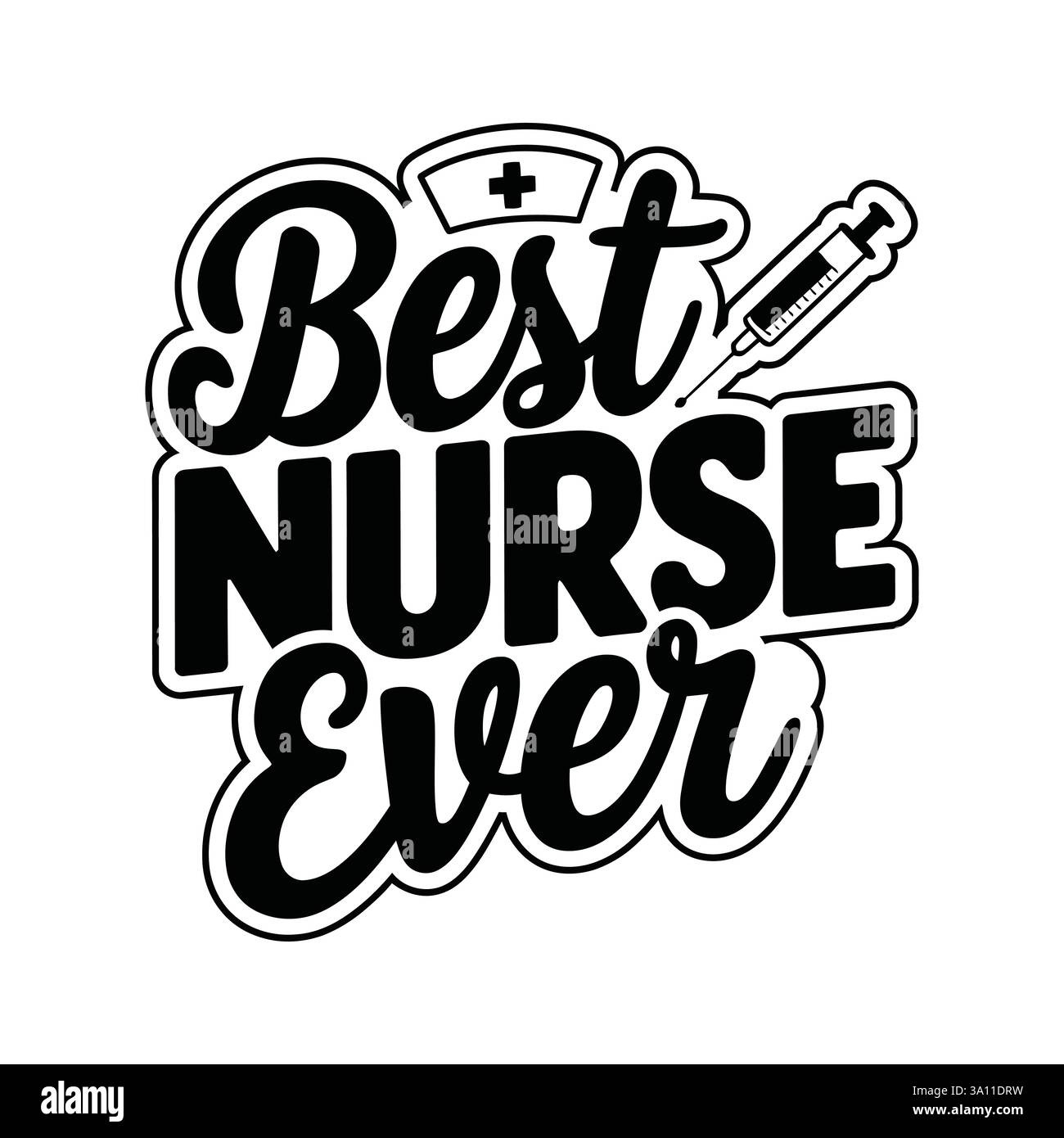 Meilleure infirmière jamais Vector illustration typographie sur fond blanc. Illustration de Vecteur