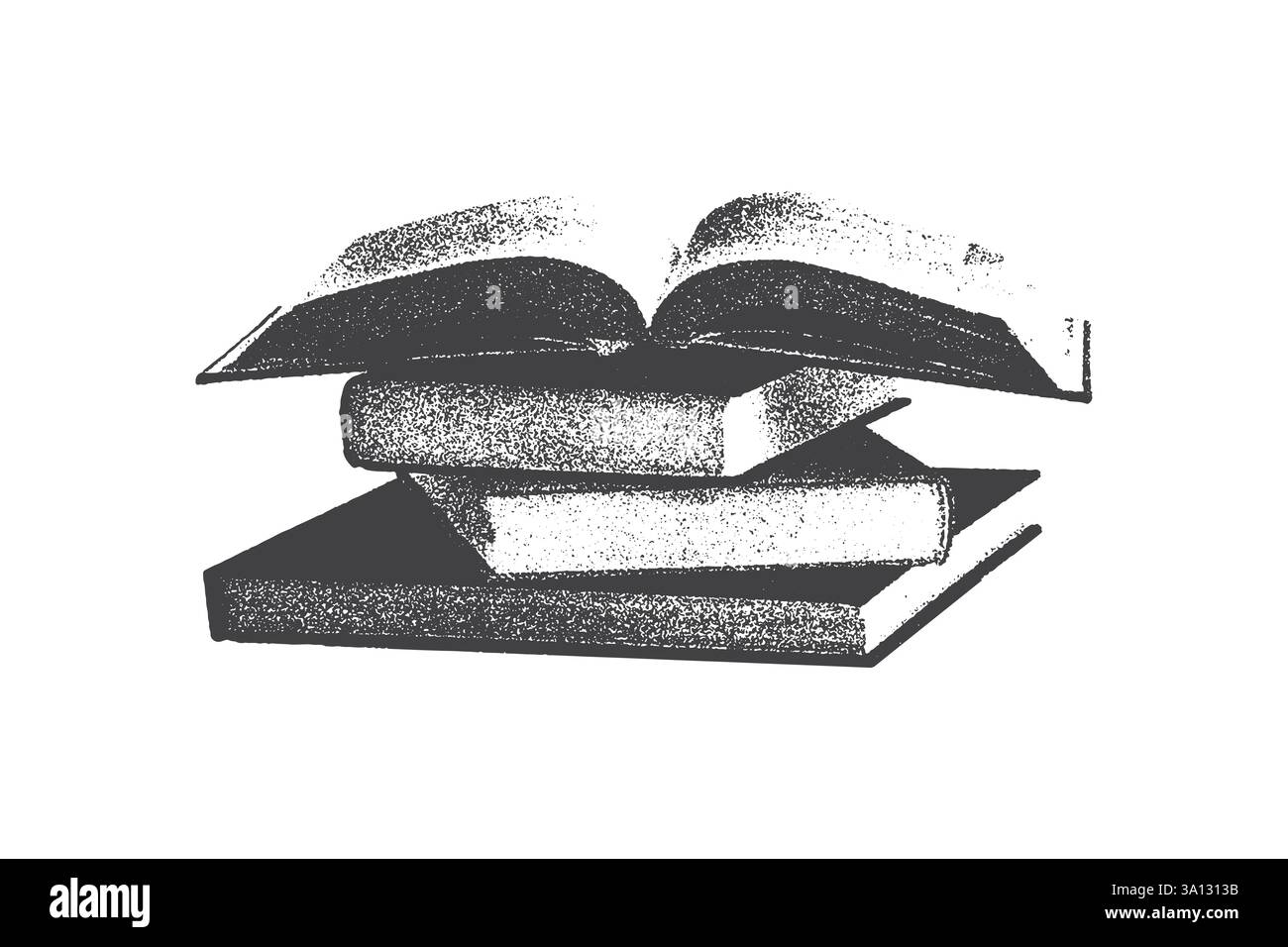 Livre, élément de collage d'effet photocopie stipple antique, avec texture granuleuse rétro y2k design de collage Illustration de Vecteur