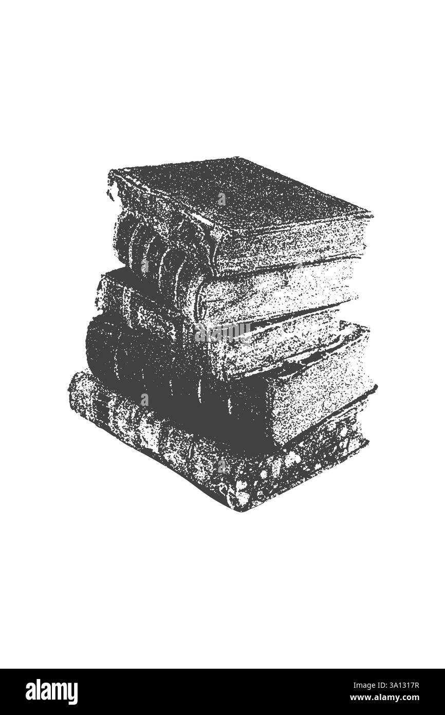 Livre, élément de collage d'effet photocopie stipple antique, avec texture granuleuse rétro y2k design de collage Illustration de Vecteur