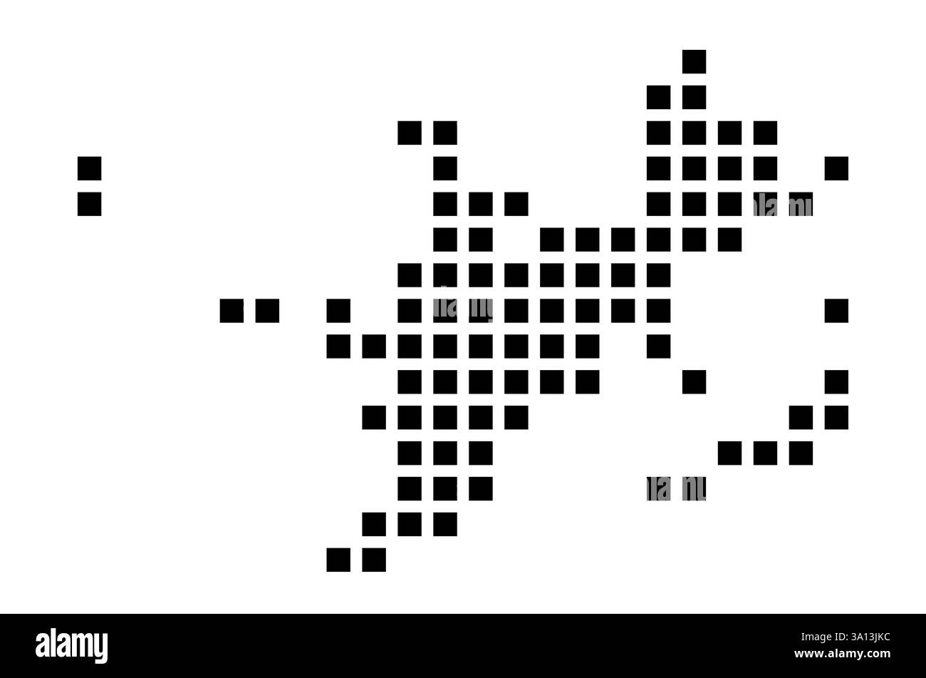 Symbole carte de la ville Birmingham (Alabama) montrant la ville avec un motif de seulement quelques carrés noirs Banque D'Images