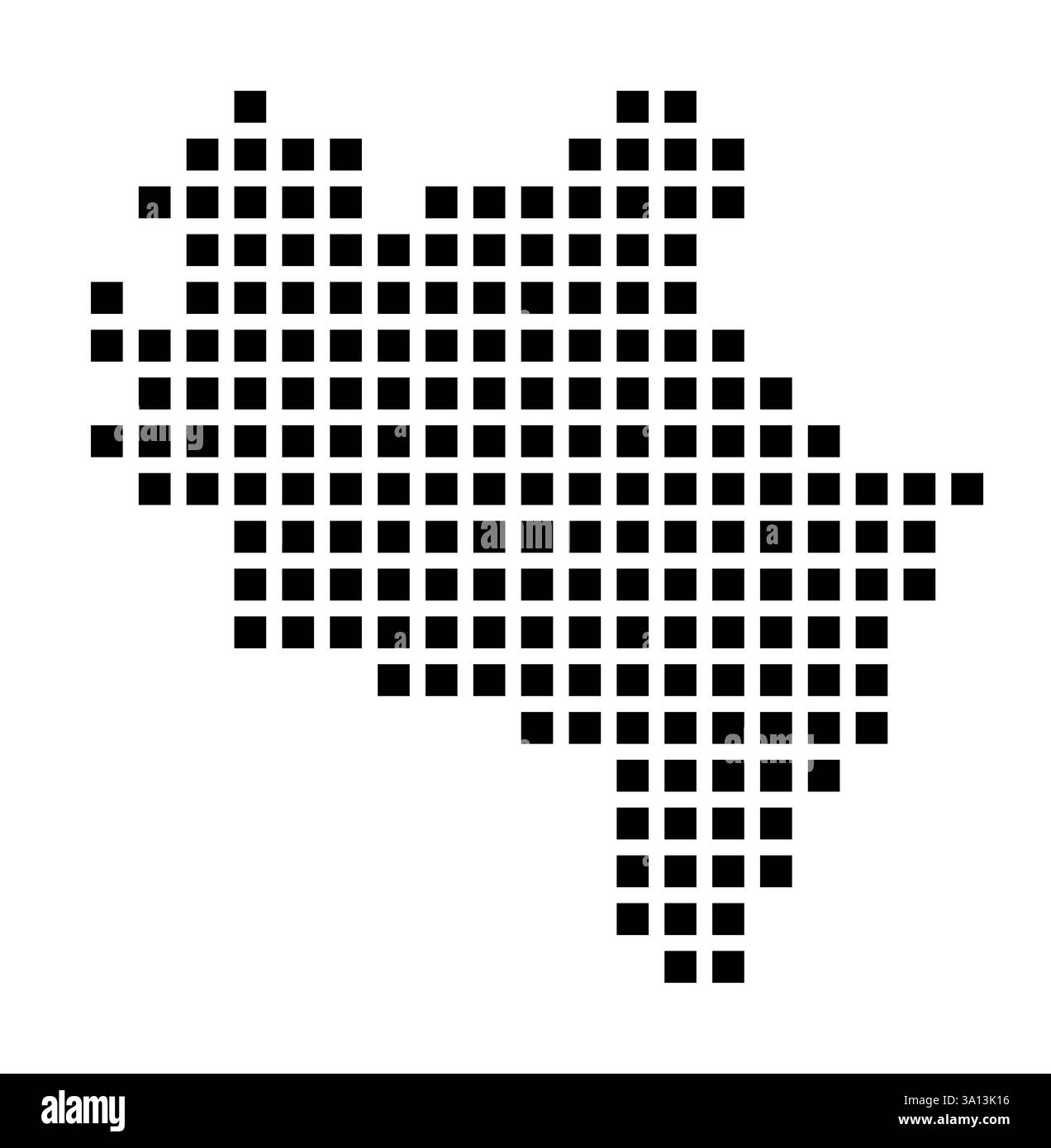 Symbole carte de la ville Wilmington (Delaware) montrant la ville avec un motif de seulement quelques carrés noirs Banque D'Images