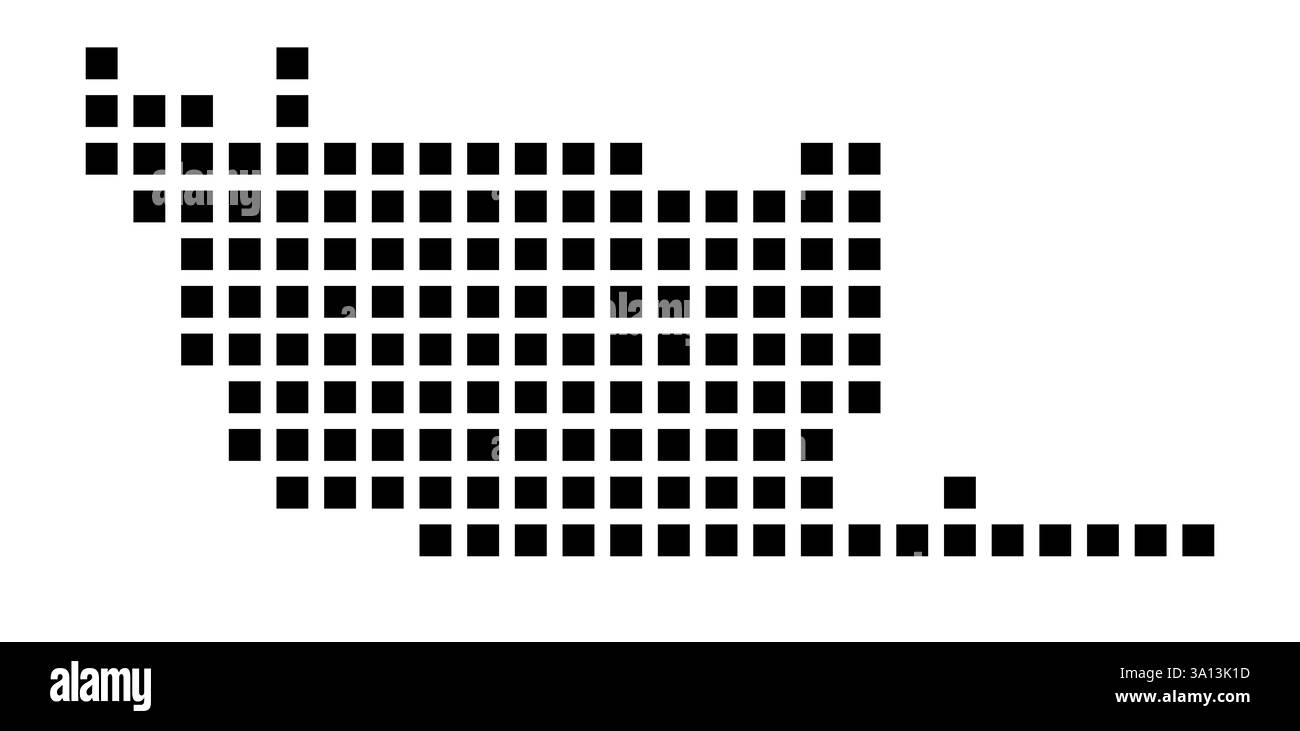 Symbole carte de la ville Bonita Springs (Floride) montrant la ville avec un motif de seulement quelques carrés noirs Banque D'Images