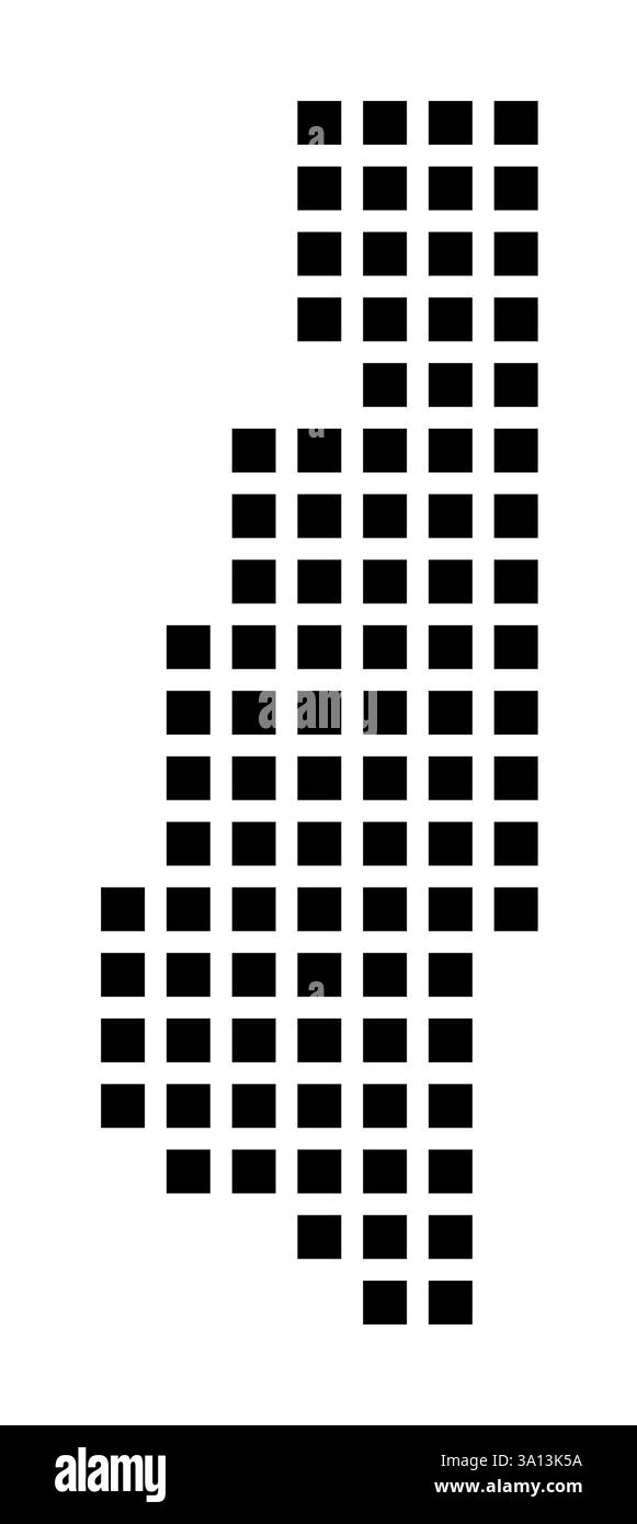 Symbole carte de la ville Miami Beach (Floride) montrant la ville avec un motif de seulement quelques carrés noirs Banque D'Images