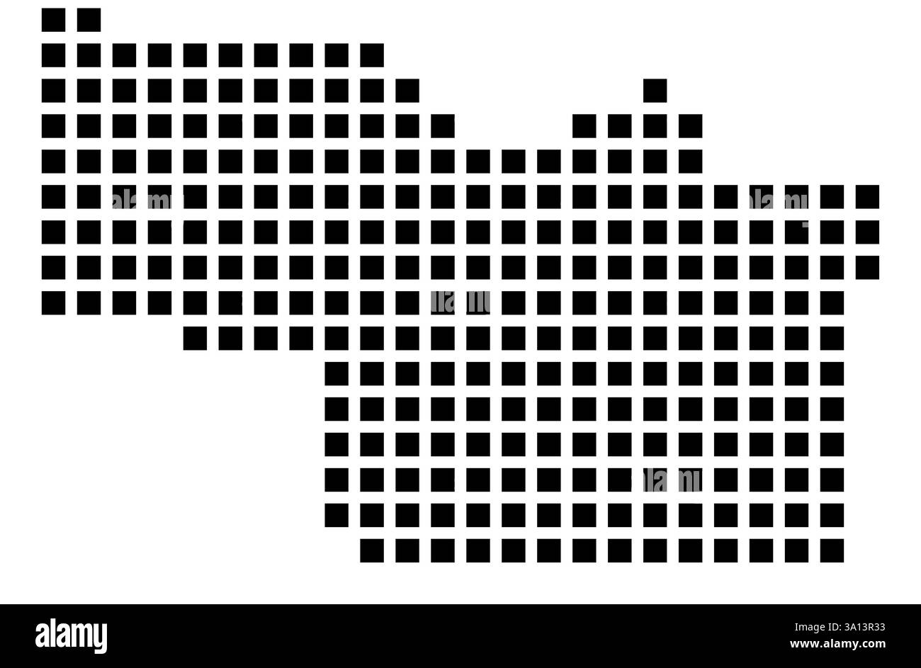 Symbole carte de Kansas City (Kansas) montrant la ville avec un motif de seulement quelques carrés noirs Banque D'Images