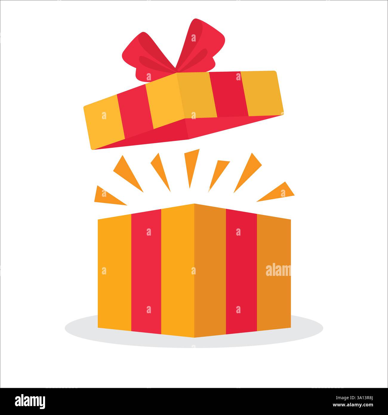 Ouvrez la boîte cadeau orange jaune art & illustration surprise, illustration stock Illustration de Vecteur