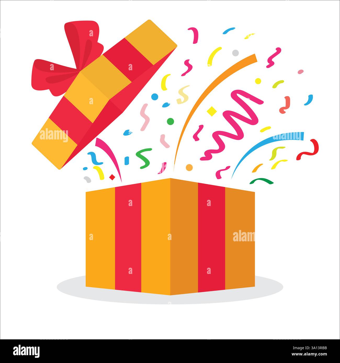 Boîte cadeau jaune surprise. offre spéciale. Coffrets cadeaux inspirés des fêtes au design gai. Boîte cadeau vibrante avec illustration des éclats de célébration. Illustration de Vecteur