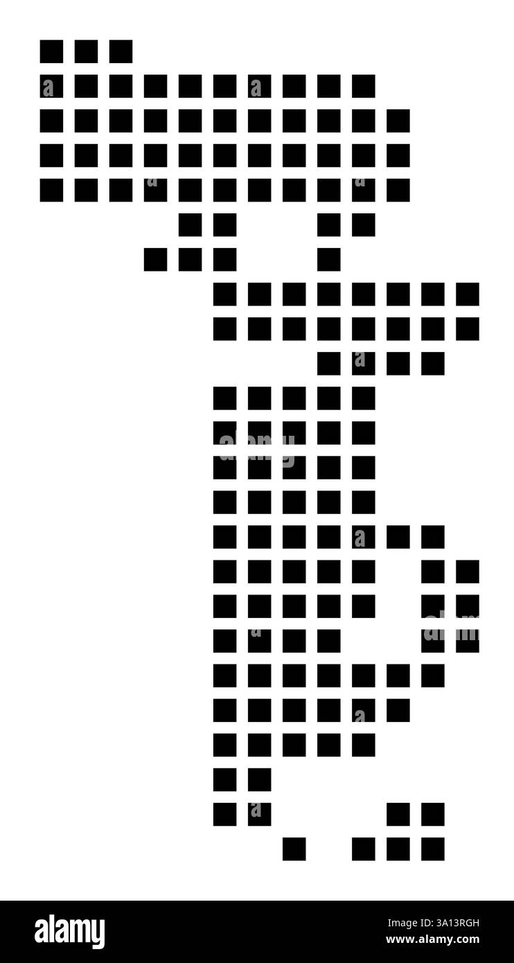 Symbole carte de Kansas City (Missouri) montrant la ville avec un motif de seulement quelques carrés noirs Banque D'Images